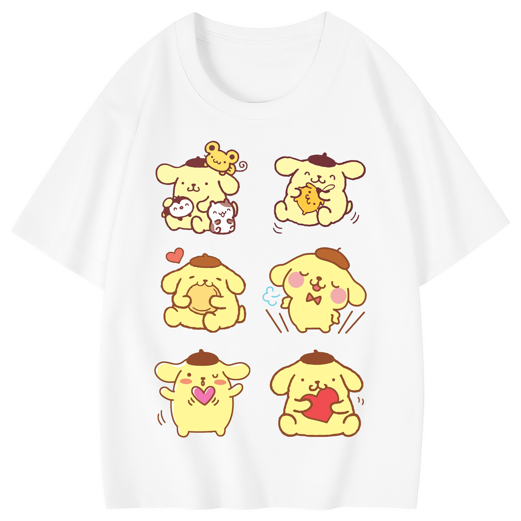 うれしいポムポムプリン - 綿100％ キッズTシャツ ・ フロントプリント ・ 快適 通気性 ・ スポーツ カジュアル 散歩用