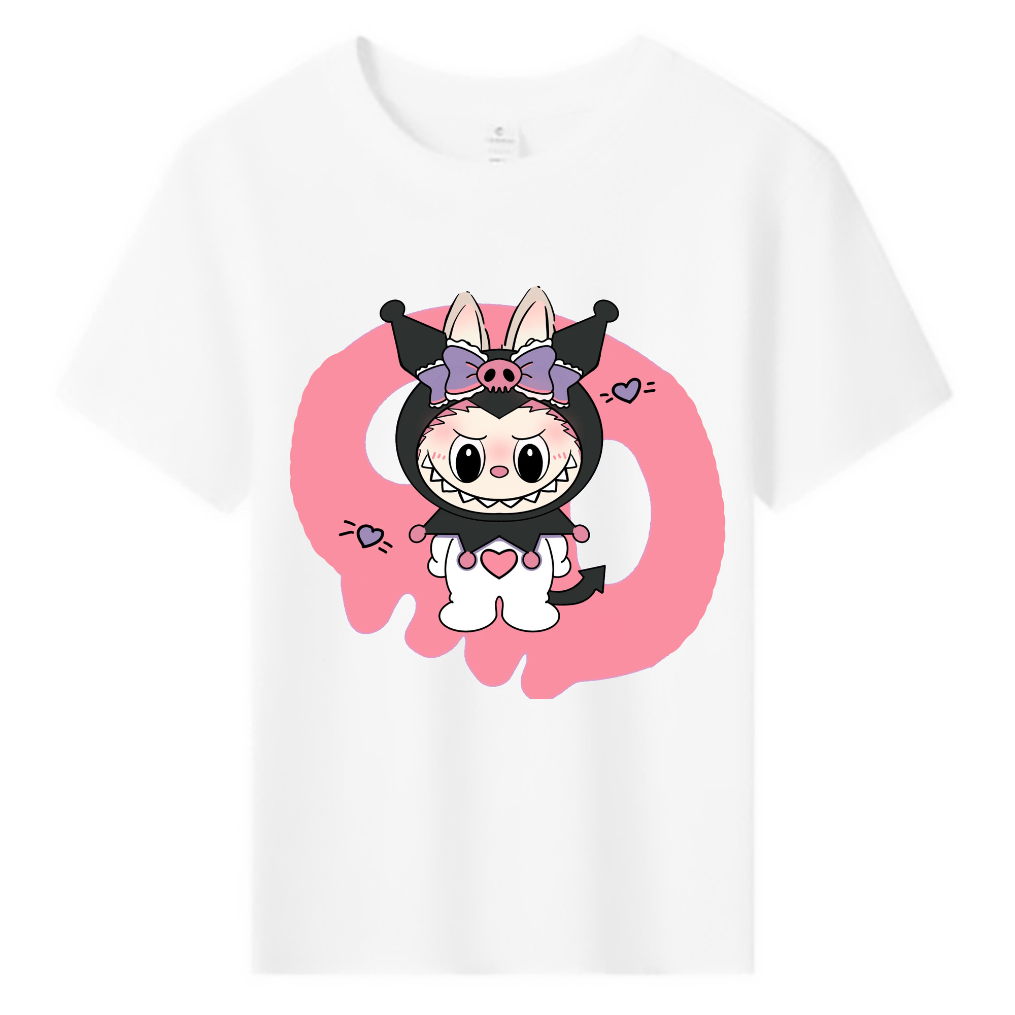 サンリオクロミ&LABUBU ラブブ - 綿100％ キッズTシャツ ・ フロントプリント ・ 快適 通気性 ・ スポーツ カジュアル 散歩用