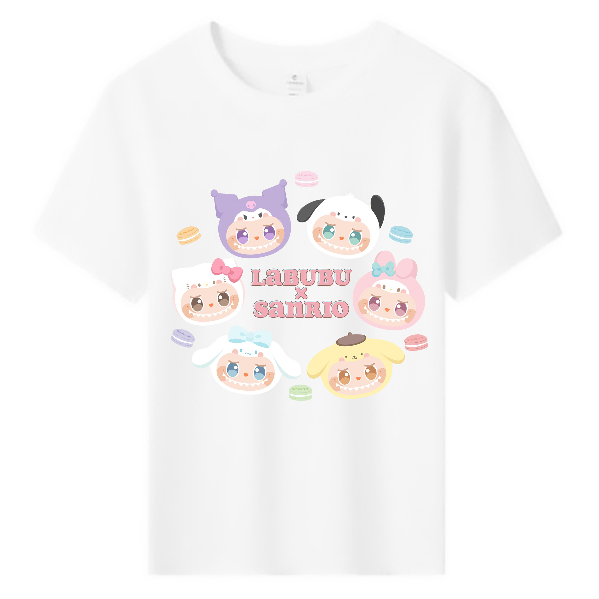 サンリオ&LABUBU ラブブ - 綿100％ キッズTシャツ ・ フロントプリント ・ 快適 通気性 ・ スポーツ カジュアル 散歩用