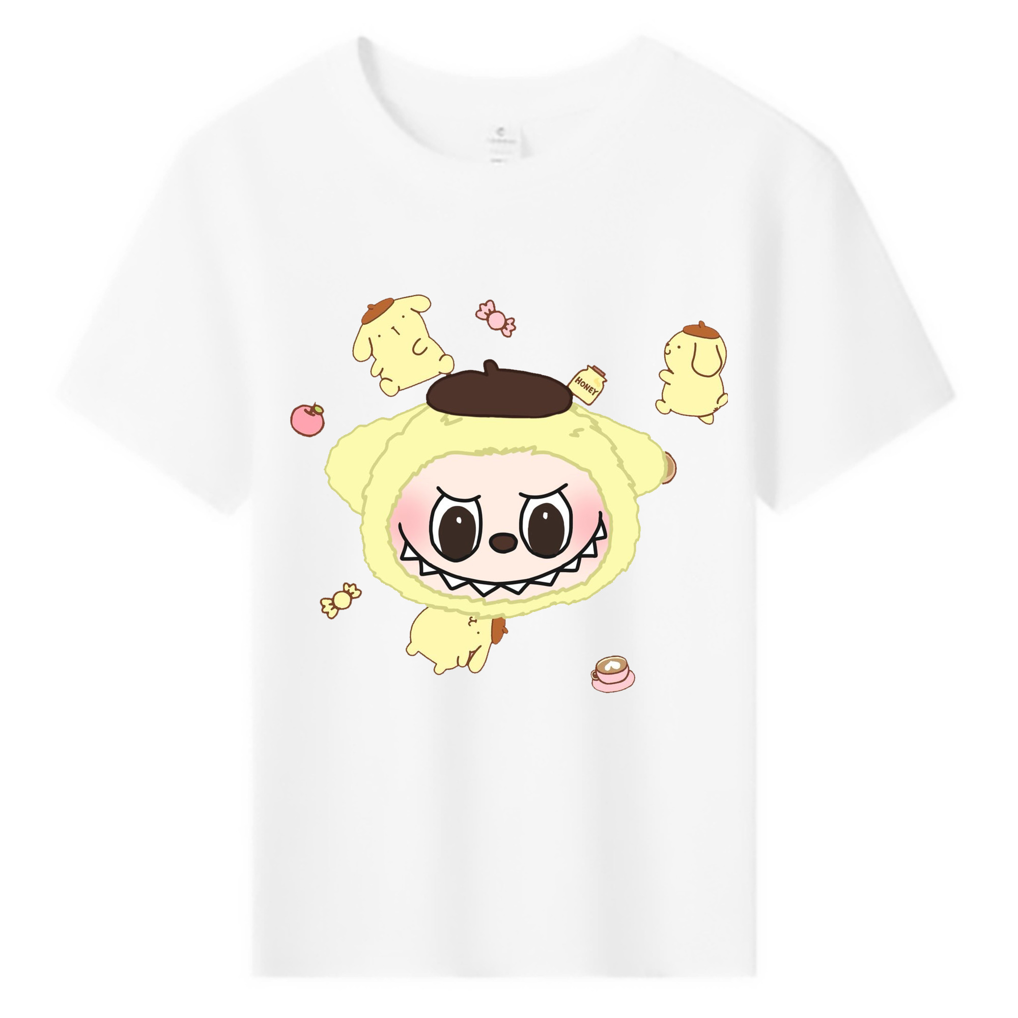 サンリオポムポムプリン&LABUBU ラブブ - 綿100％ キッズTシャツ ・ フロントプリント ・ 快適 通気性 ・ スポーツ カジュアル 散歩用