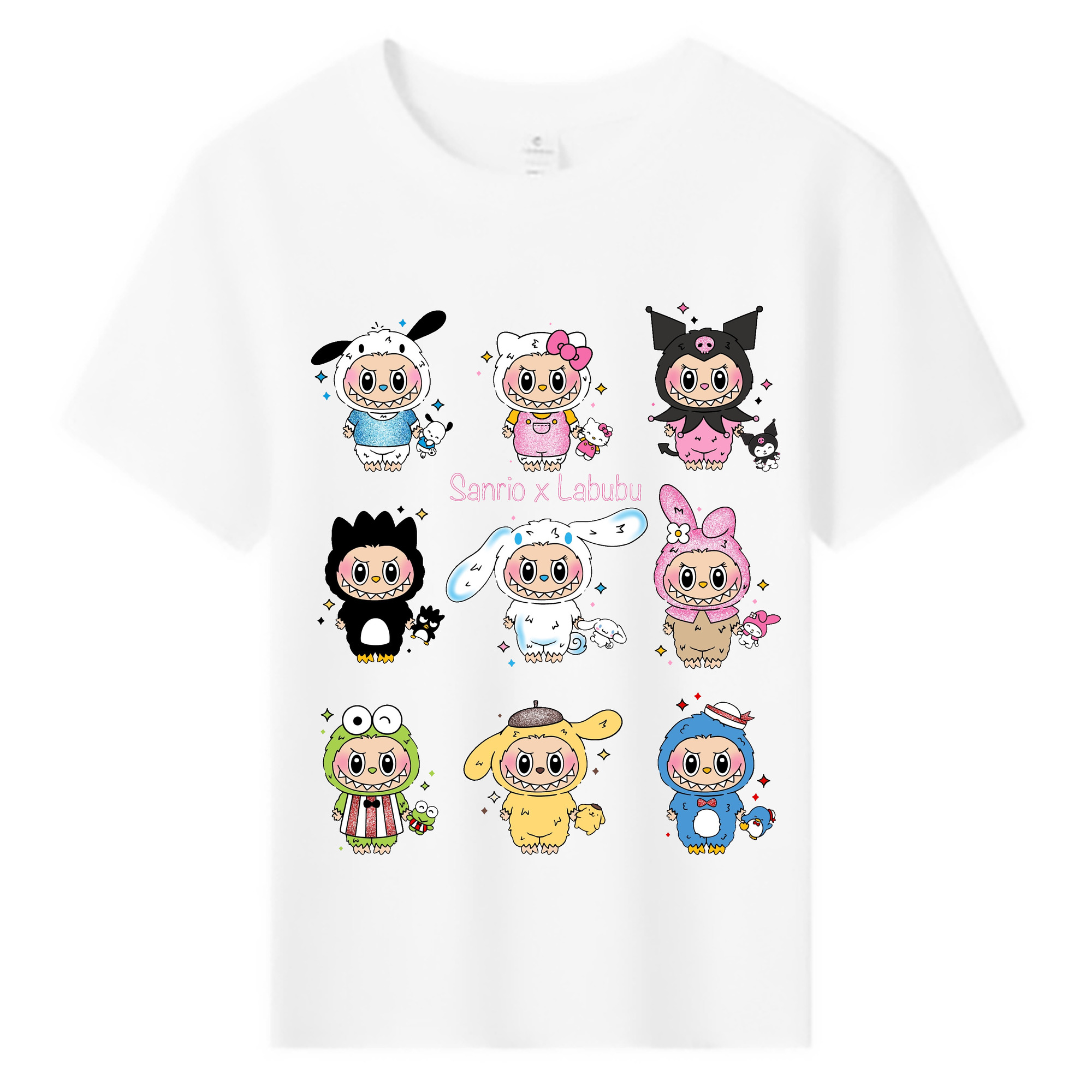 サンリオ&LABUBU ラブブ - 綿100％ キッズTシャツ ・ フロントプリント ・ 快適 通気性 ・ スポーツ カジュアル 散歩用