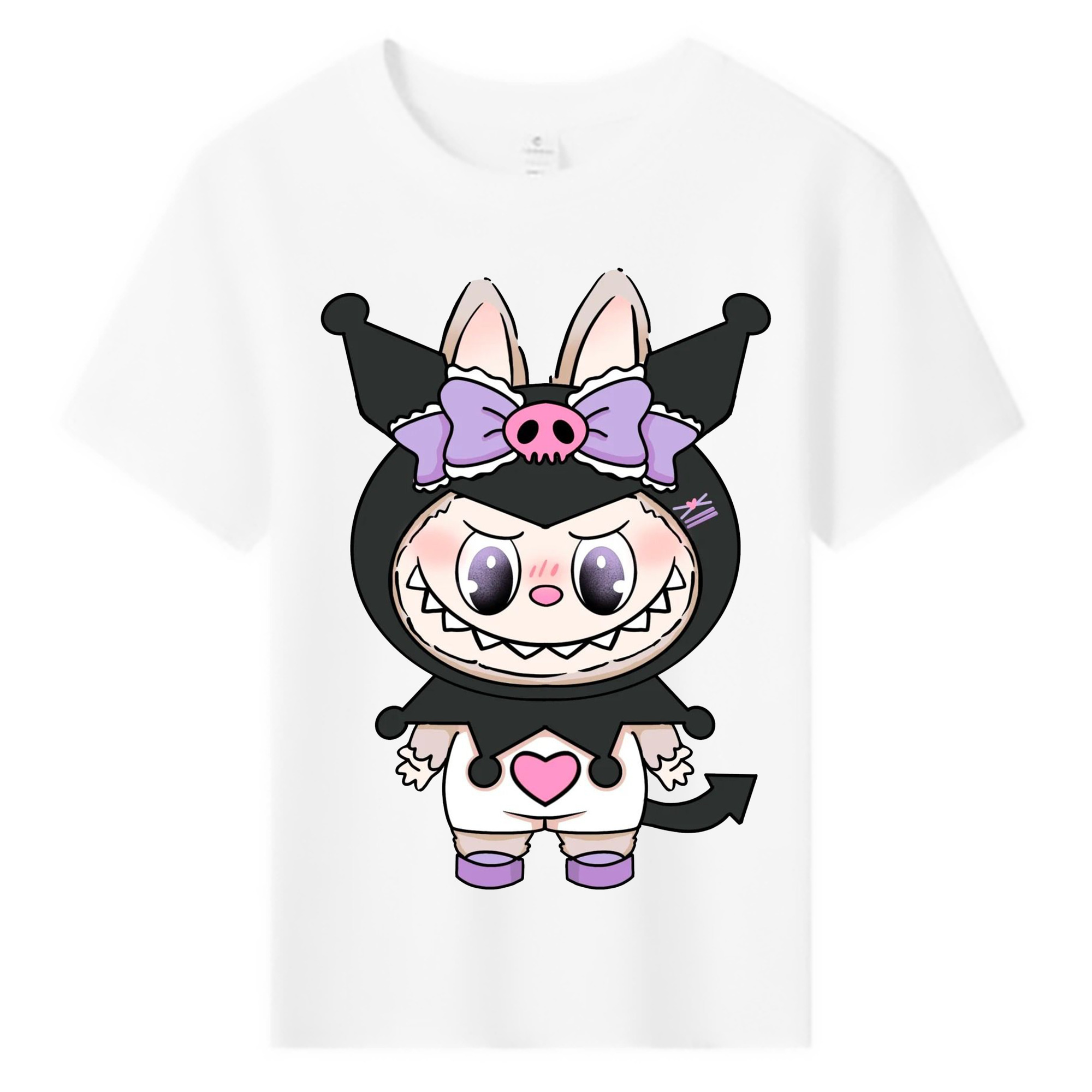 サンリオクロミ&LABUBU ラブブ - 綿100％ キッズTシャツ ・ フロントプリント ・ 快適 通気性 ・ スポーツ カジュアル 散歩用