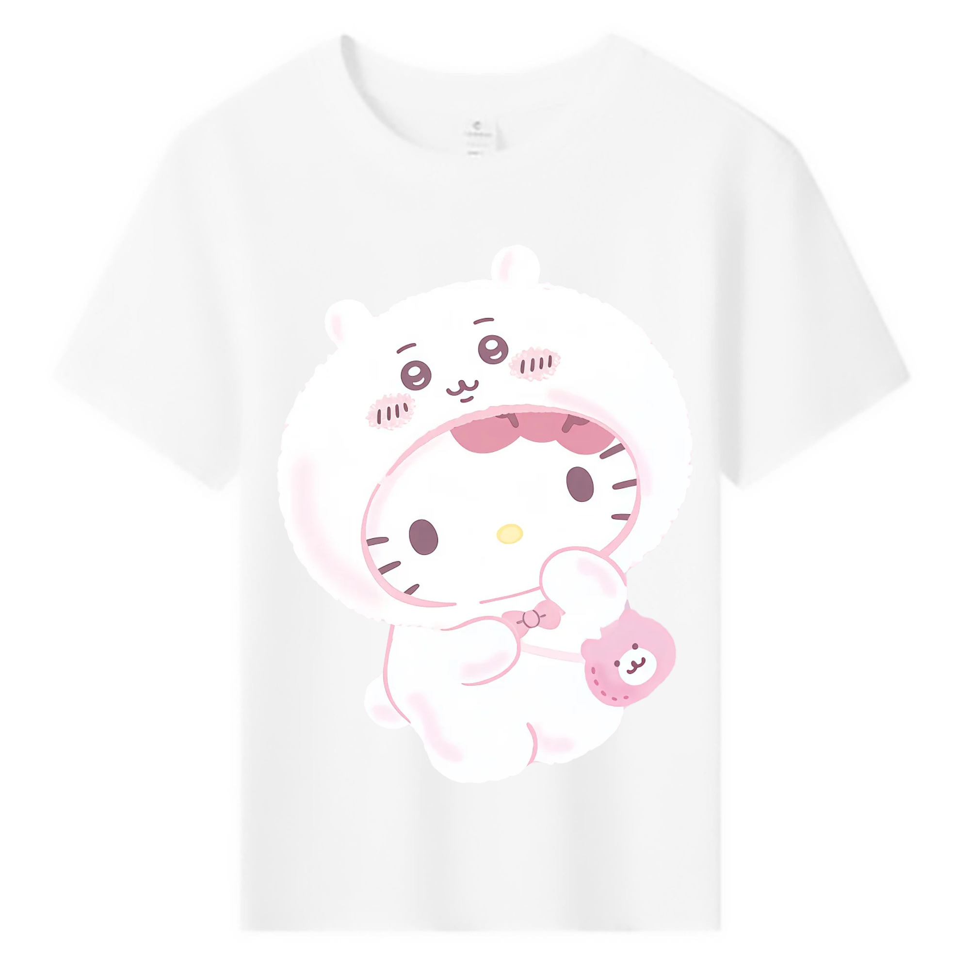 ハローキティ&ちいかわ - 綿100％ キッズTシャツ ・ フロントプリント ・ 快適 通気性 ・ スポーツ カジュアル 散歩用