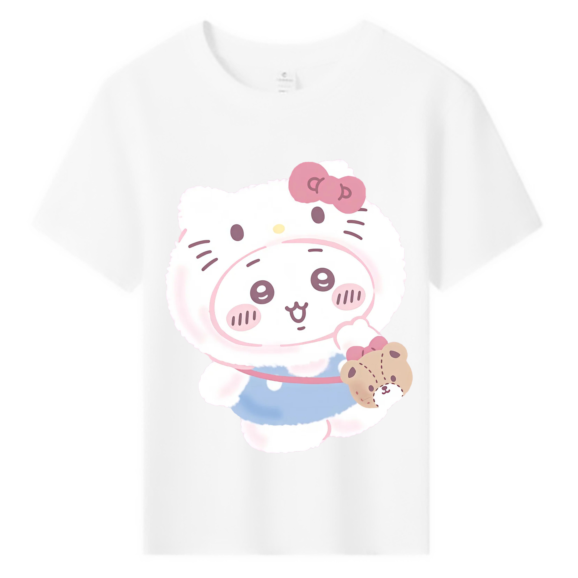 ハローキティ&ちいかわ - 綿100％ キッズTシャツ ・ フロントプリント ・ 快適 通気性 ・ スポーツ カジュアル 散歩用
