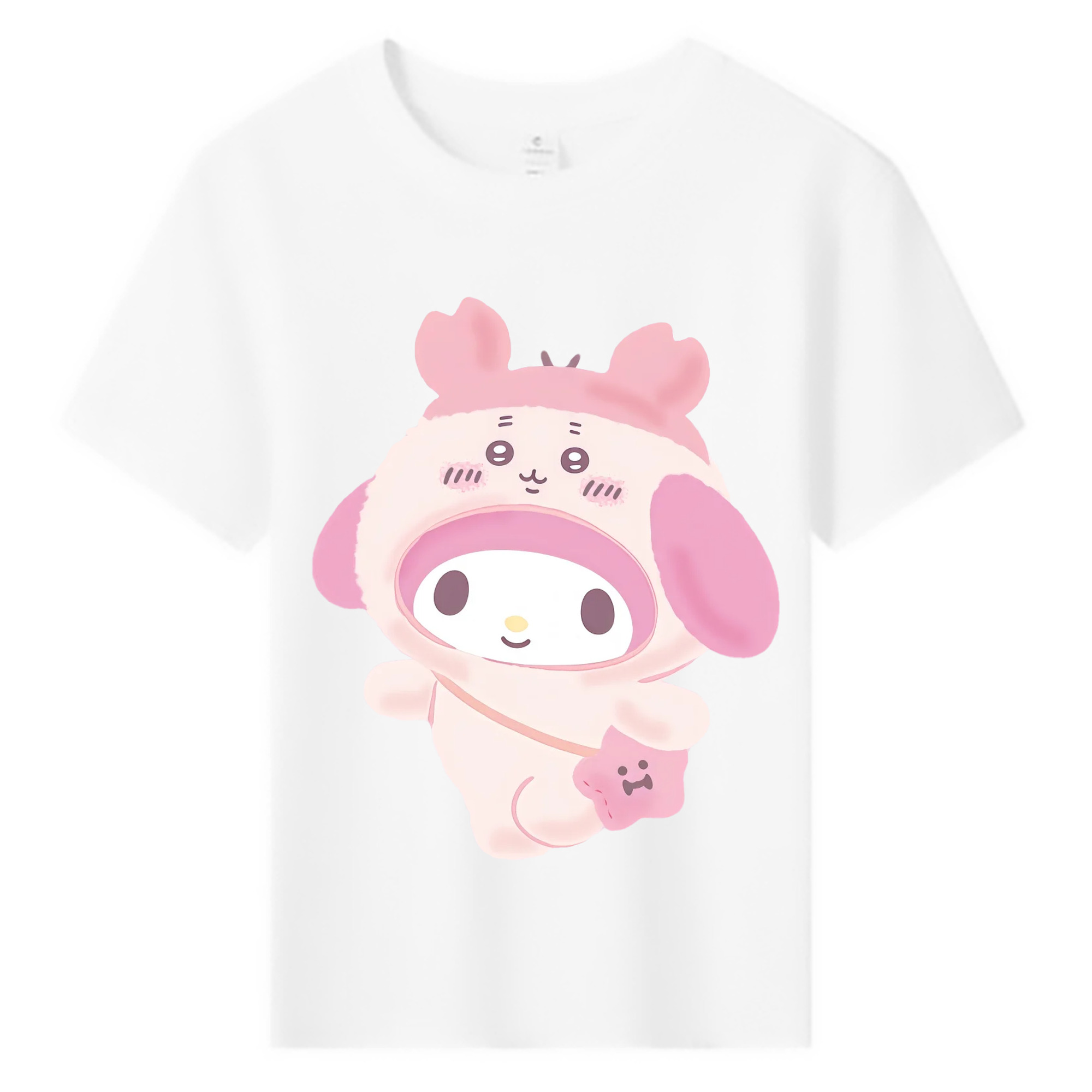 マイメロディ&ちいかわ - 綿100％ キッズTシャツ ・ フロントプリント ・ 快適 通気性 ・ スポーツ カジュアル 散歩用