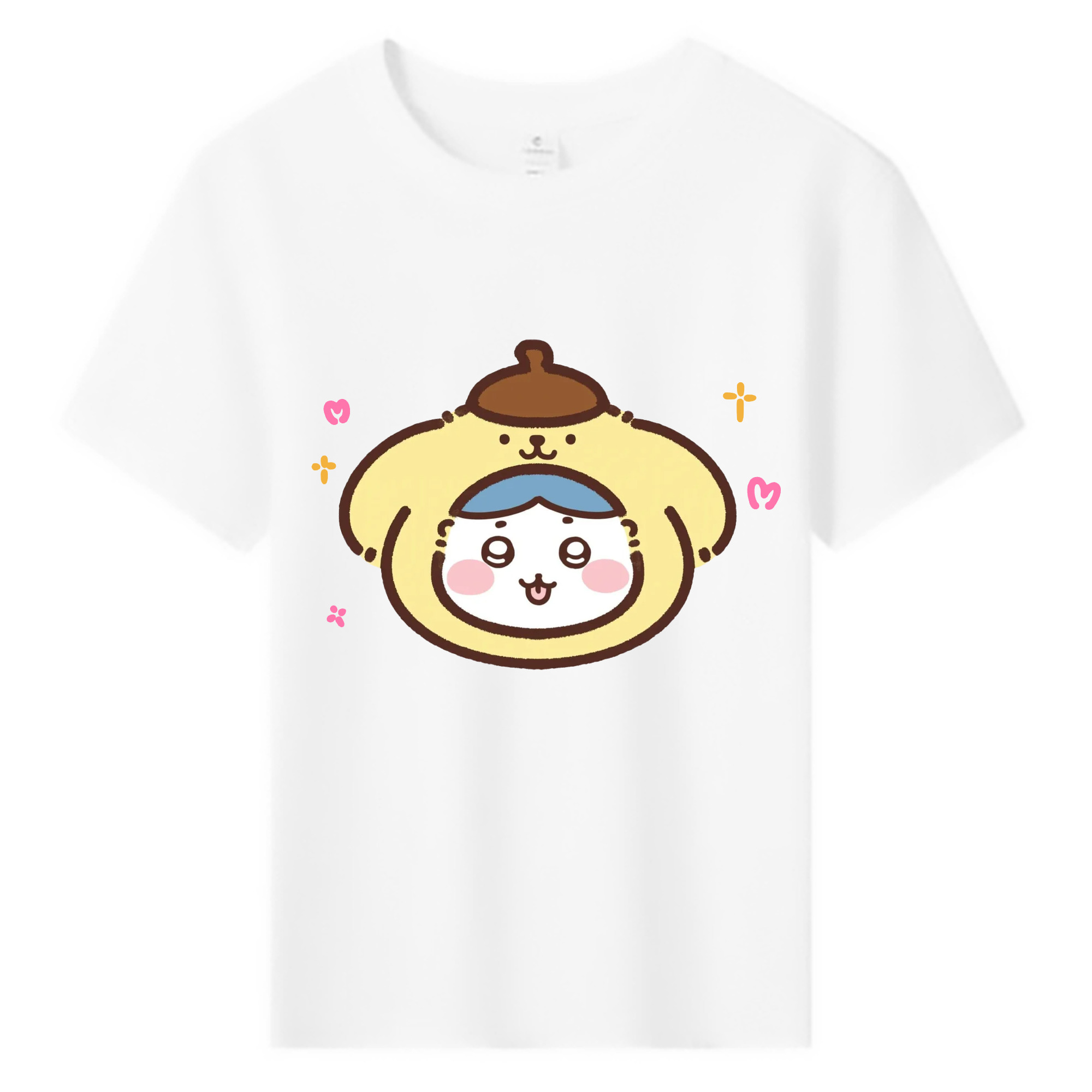 ポムポムプリン&ちいかわ - 綿100％ キッズTシャツ ・ フロントプリント ・ 快適 通気性 ・ スポーツ カジュアル 散歩用