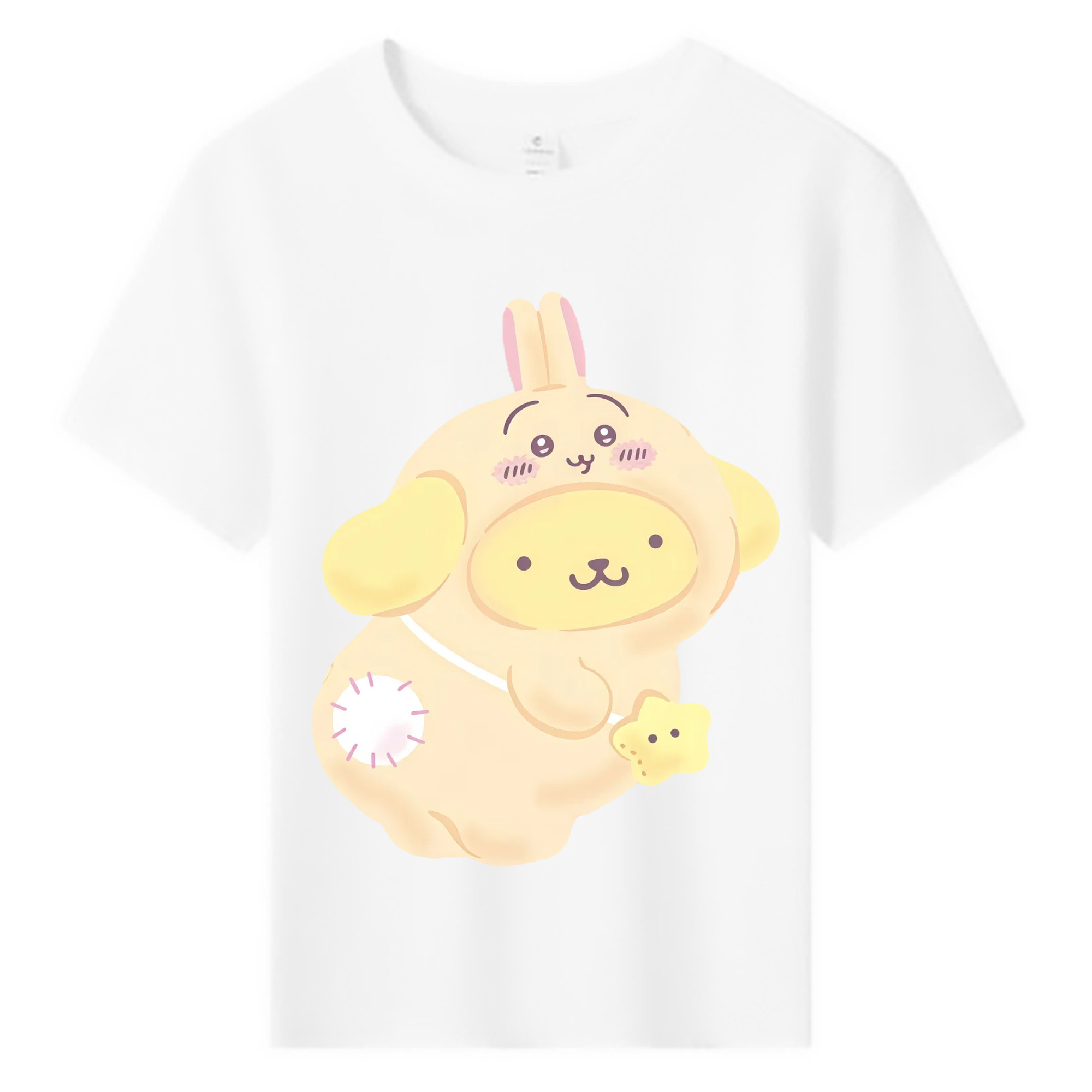 ポムポムプリン&ちいかわ - 綿100％ キッズTシャツ ・ フロントプリント ・ 快適 通気性 ・ スポーツ カジュアル 散歩用