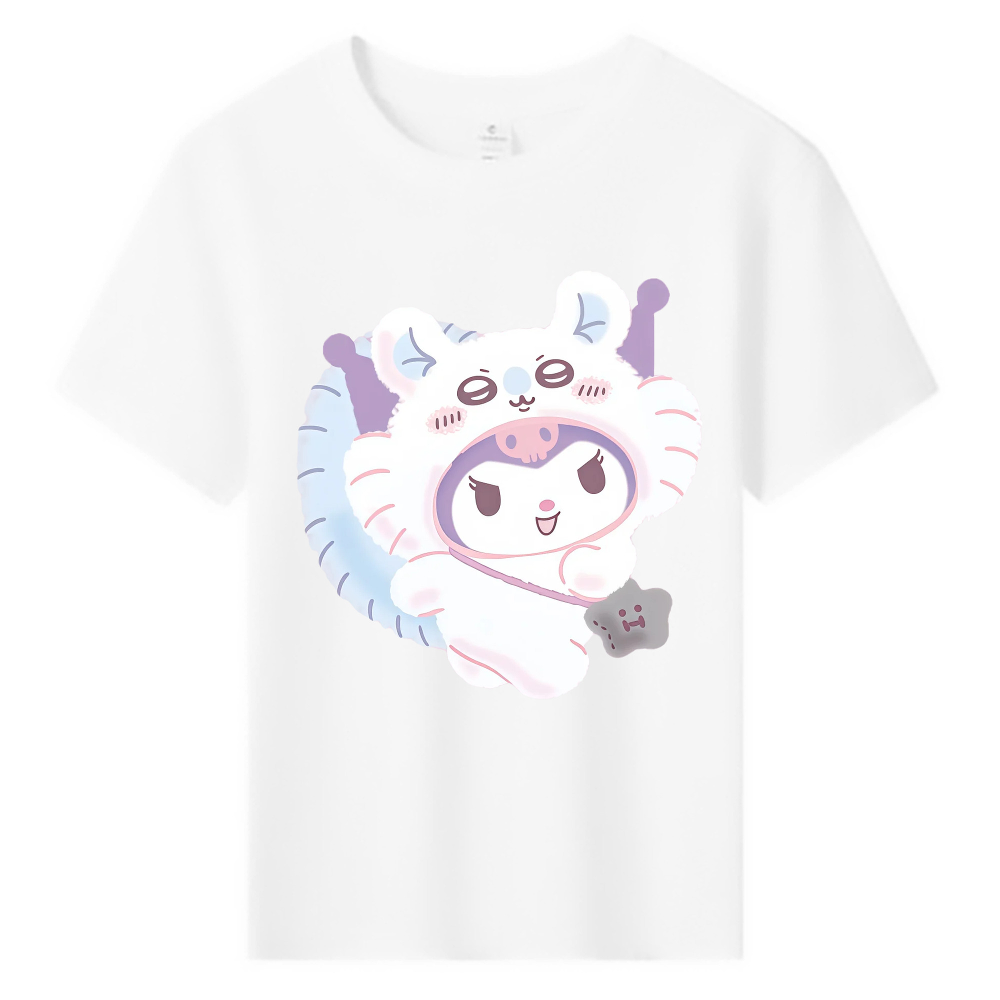 クロミ&ちいかわ - 綿100％ キッズTシャツ ・ フロントプリント ・ 快適 通気性 ・ スポーツ カジュアル 散歩用