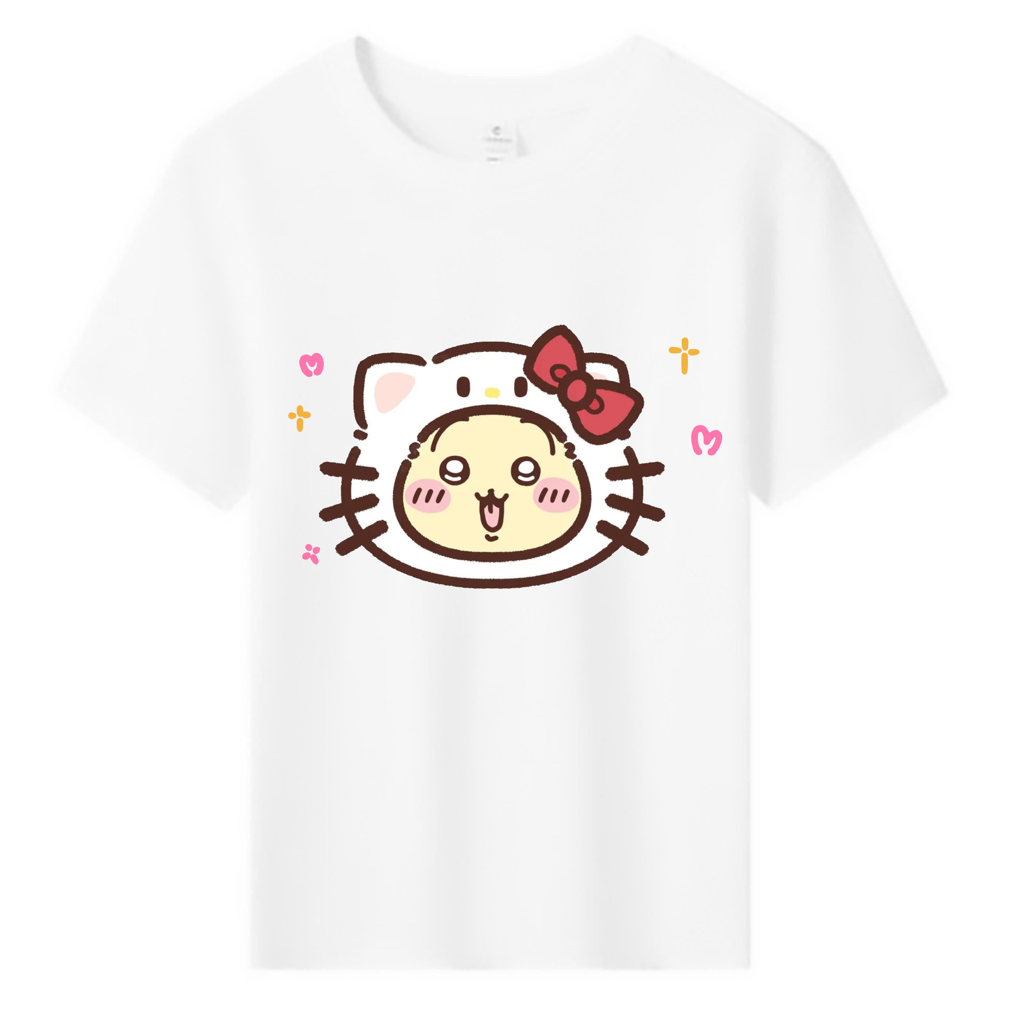ハローキティ&ちいかわ - 綿100％ キッズTシャツ ・ フロントプリント ・ 快適 通気性 ・ スポーツ カジュアル 散歩用