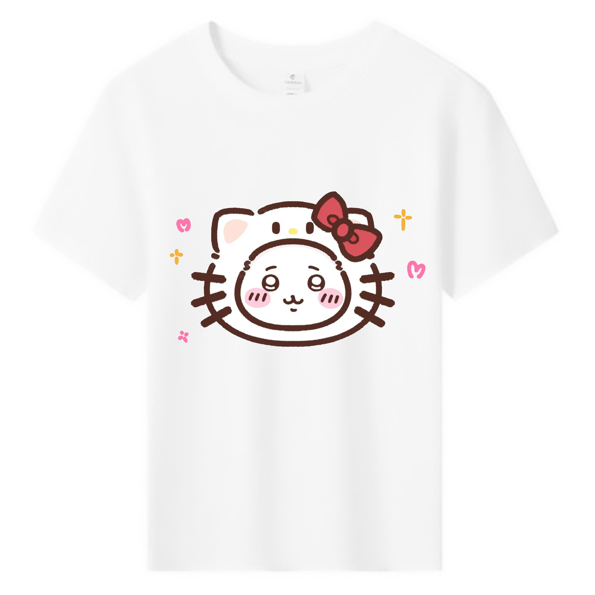 ハローキティ&ちいかわ - 綿100％ キッズTシャツ ・ フロントプリント ・ 快適 通気性 ・ スポーツ カジュアル 散歩用