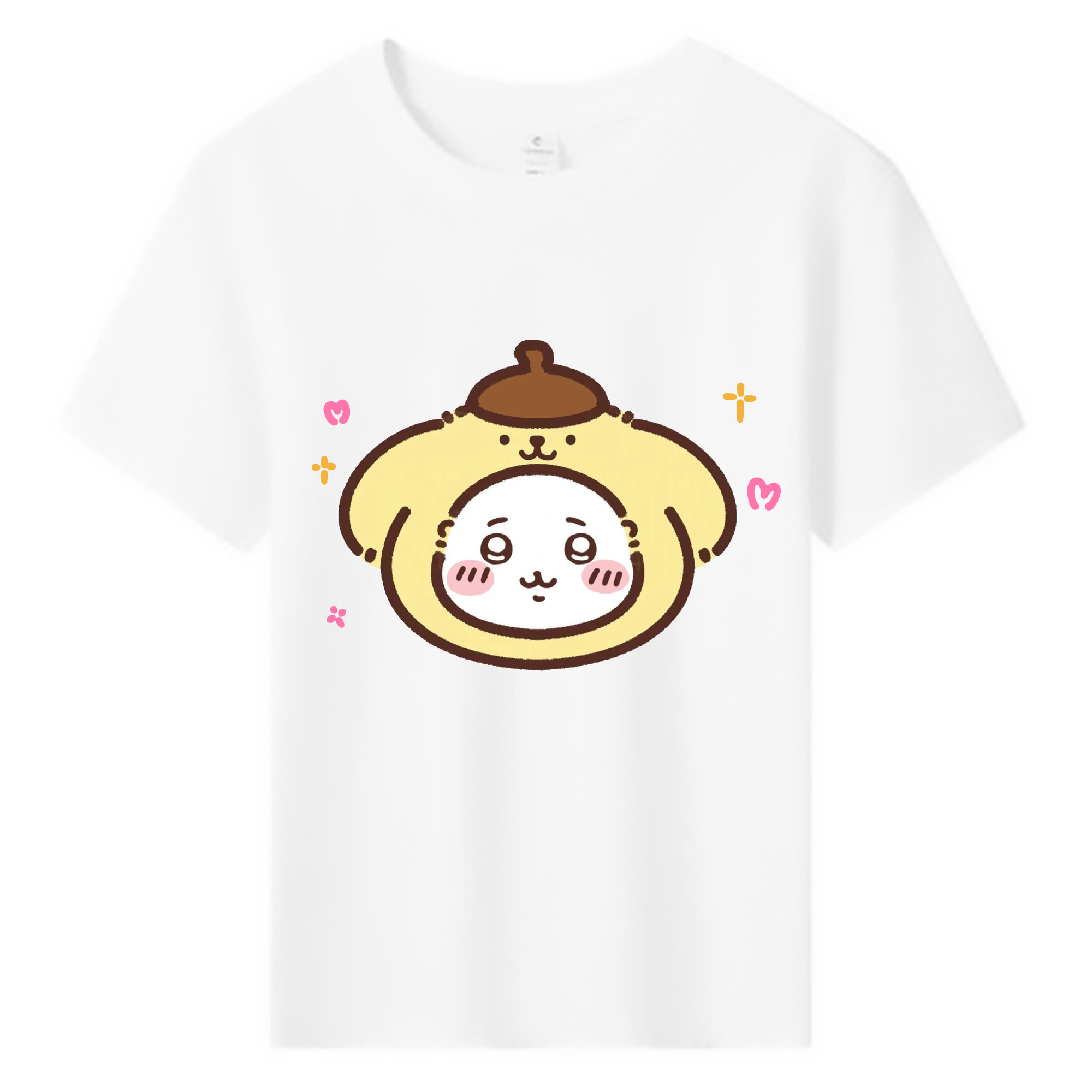 ポムポムプリン&ちいかわ - 綿100％ キッズTシャツ ・ フロントプリント ・ 快適 通気性 ・ スポーツ カジュアル 散歩用