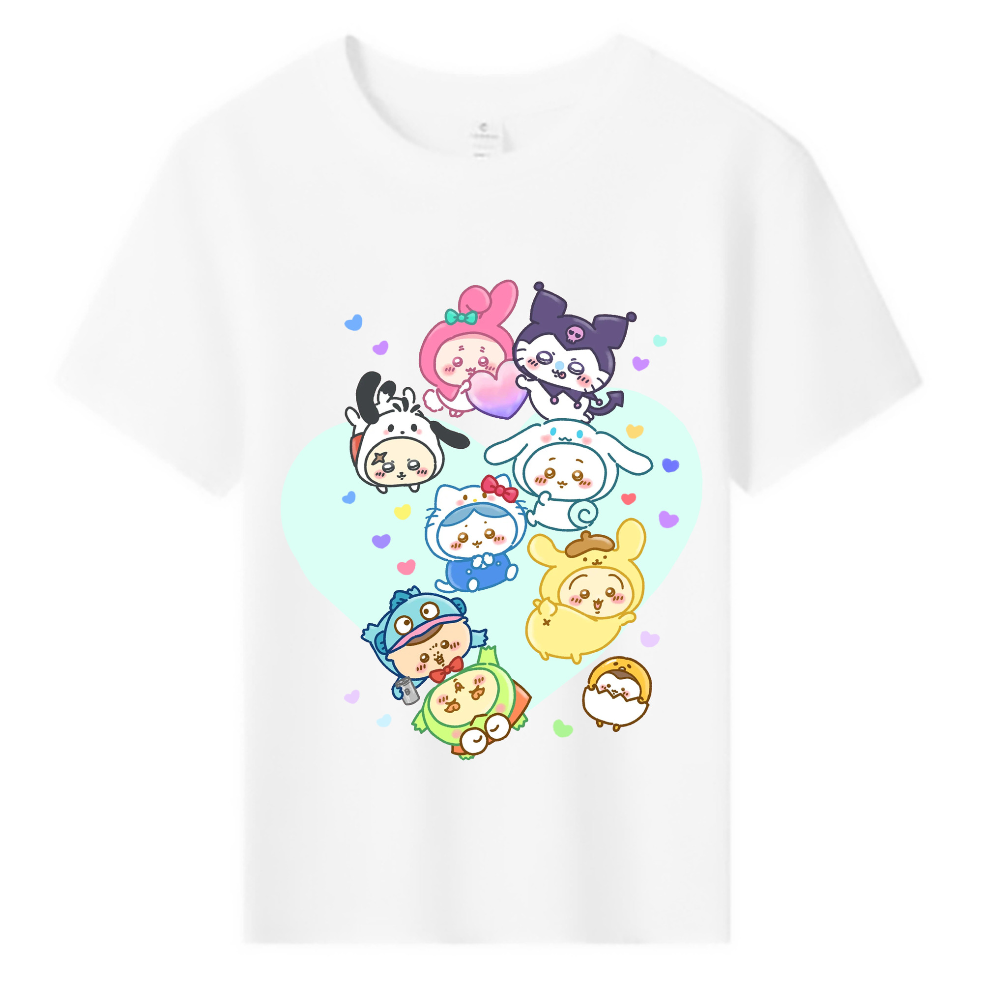 サンリオ&ちいかわ - 綿100％ キッズTシャツ ・ フロントプリント ・ 快適 通気性 ・ スポーツ カジュアル 散歩用