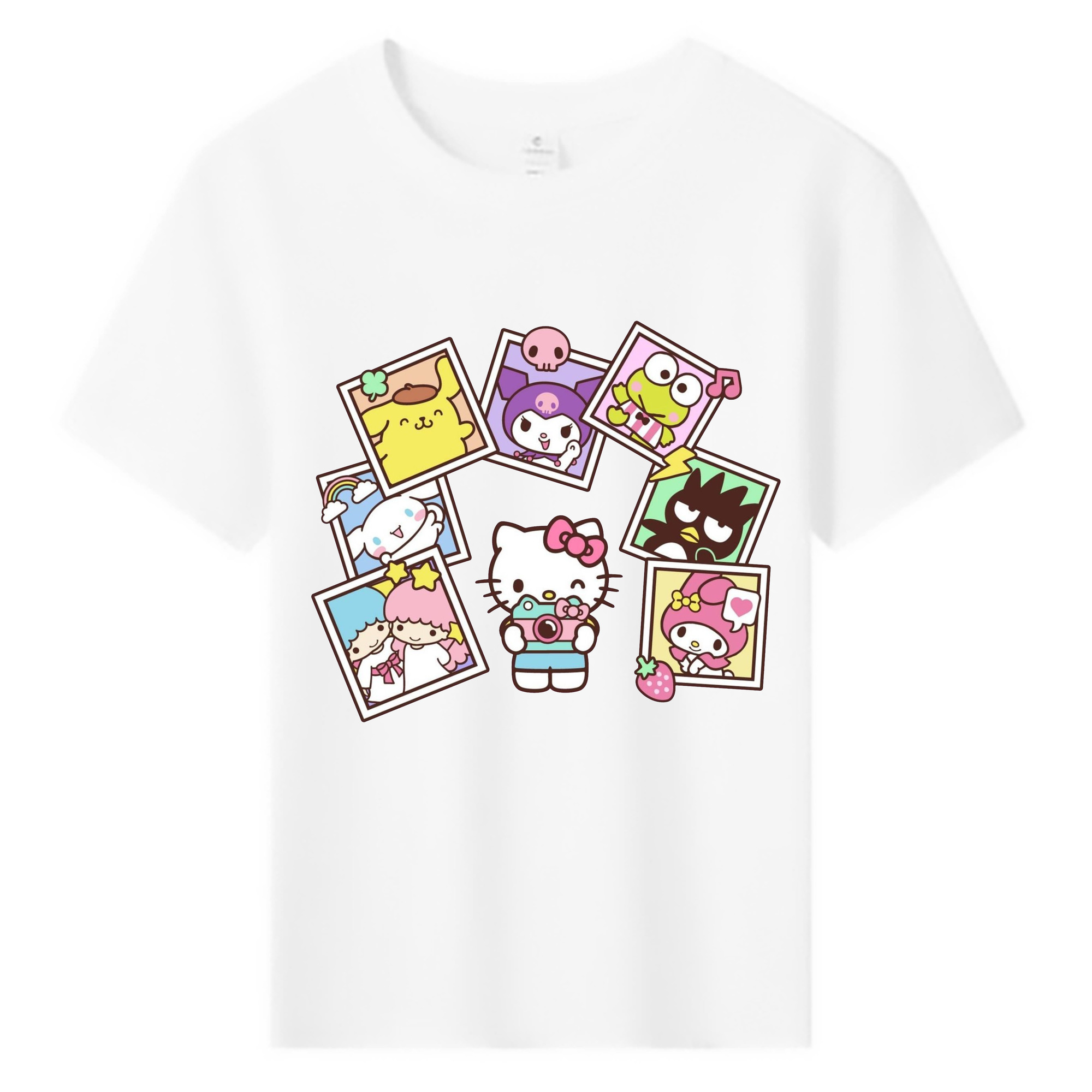 サンリオファミリー新作 - 綿100％ キッズTシャツ ・ フロントプリント ・ 快適 通気性 ・ スポーツ カジュアル 散歩用