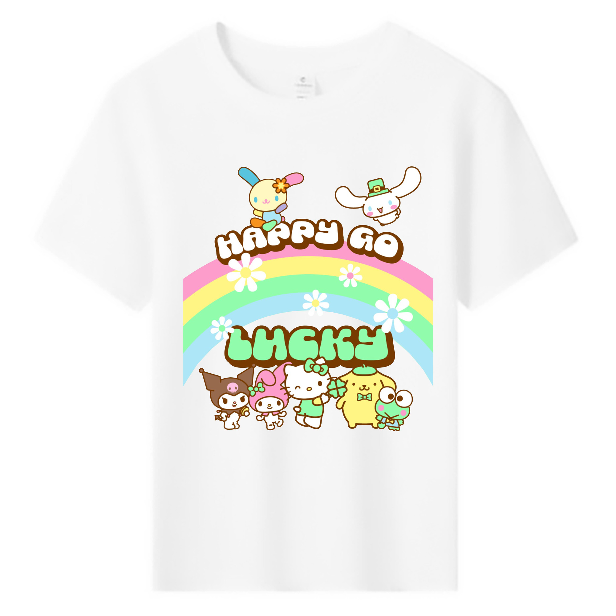 サンリオファミリー新作 - 綿100％ キッズTシャツ ・ フロントプリント ・ 快適 通気性 ・ スポーツ カジュアル 散歩用