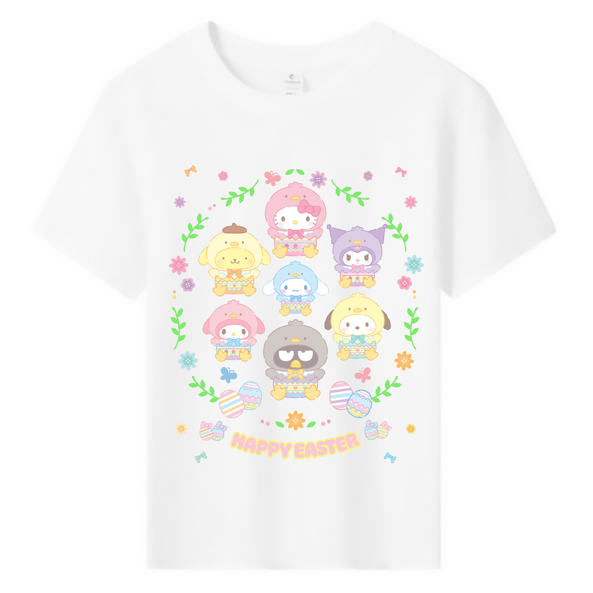 サンリオファミリー 2025年新作 - 綿100％ キッズTシャツ ・ フロントプリント ・ 快適 通気性 ・ スポーツ カジュアル 散歩用