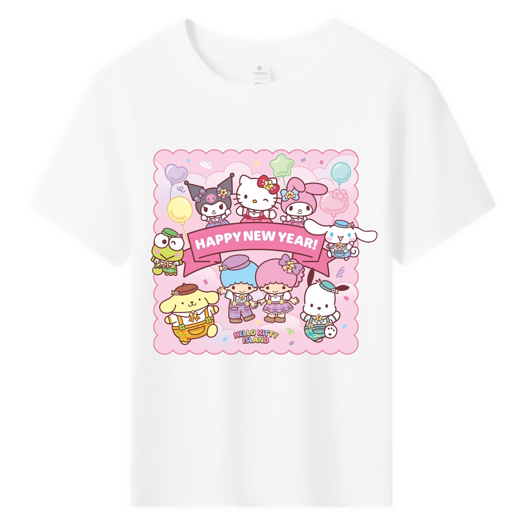 とってもかわいいサンリオファミリー - 綿100％ キッズTシャツ ・ フロントプリント ・ 快適 通気性 ・ スポーツ カジュアル 散歩用