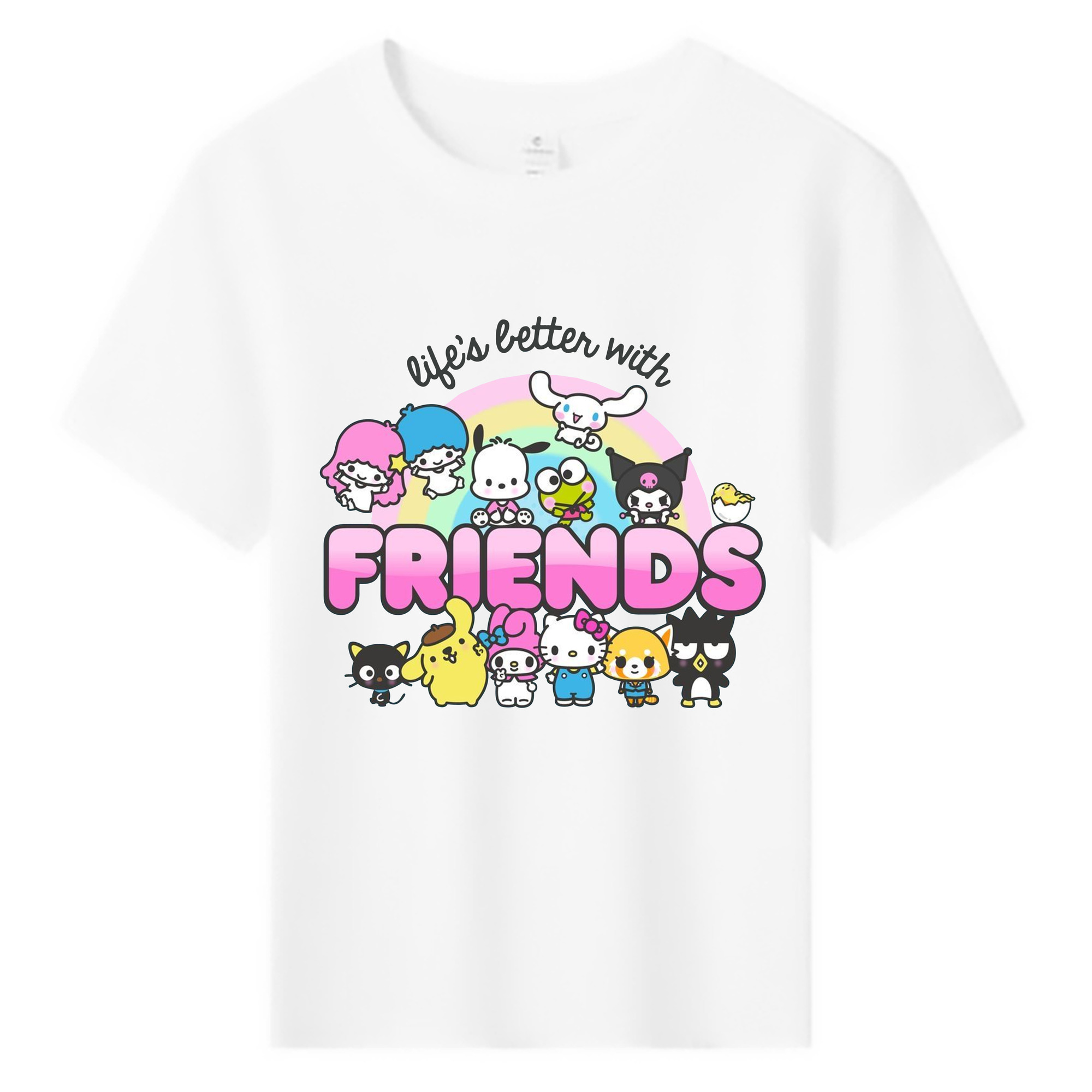 サンリオファミリー新作 - 綿100％ キッズTシャツ ・ フロントプリント ・ 快適 通気性 ・ スポーツ カジュアル 散歩用