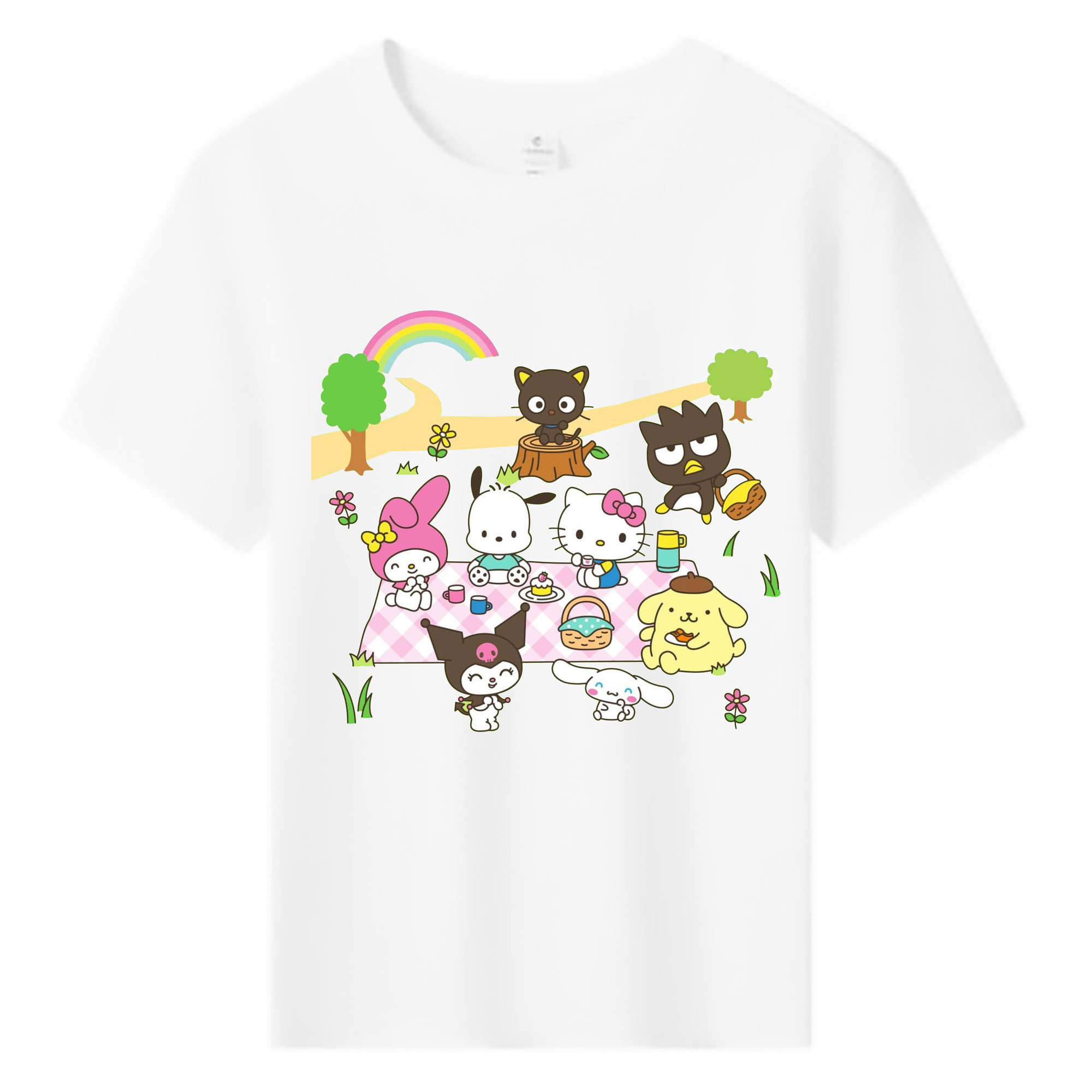 サンリオファミリー 2025年新作 - 綿100％ キッズTシャツ ・ フロントプリント ・ 快適 通気性 ・ スポーツ カジュアル 散歩用