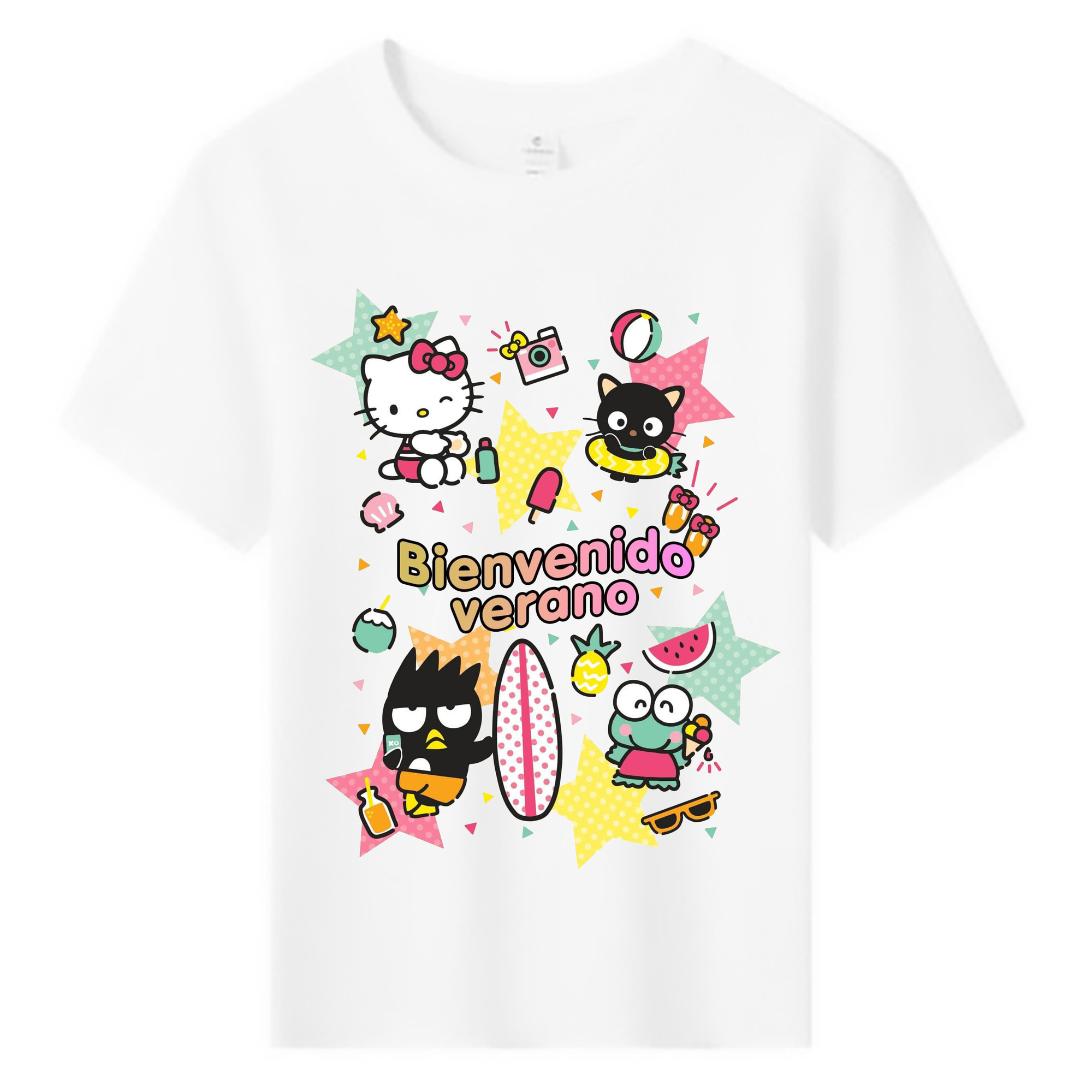 おもしろサンリオ - 綿100％ キッズTシャツ ・ フロントプリント ・ 快適 通気性 ・ スポーツ カジュアル 散歩用