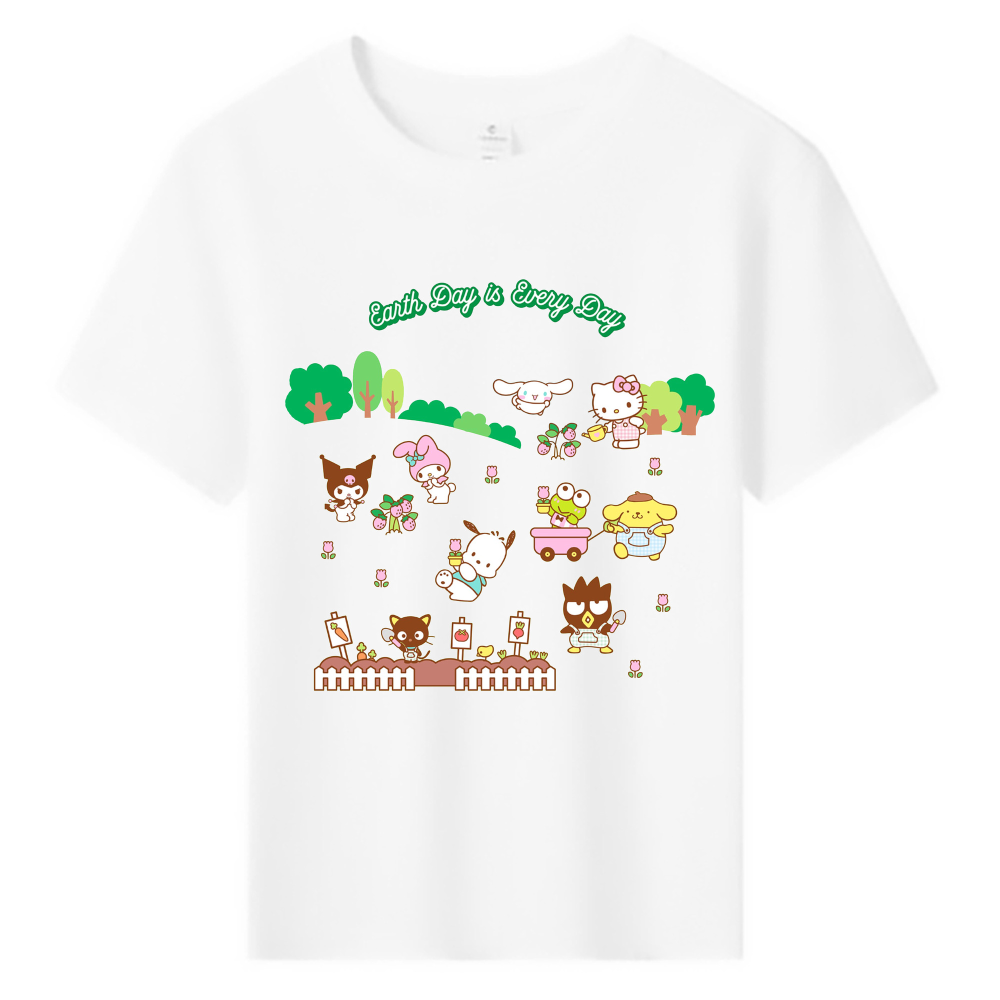 サンリオファミリー新作 - 綿100％ キッズTシャツ ・ フロントプリント ・ 快適 通気性 ・ スポーツ カジュアル 散歩用