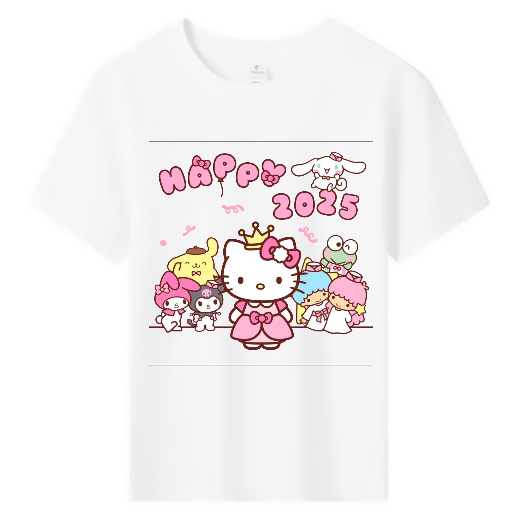 サンリオファミリー 2025年新作 - 綿100％ キッズTシャツ ・ フロントプリント ・ 快適 通気性 ・ スポーツ カジュアル 散歩用