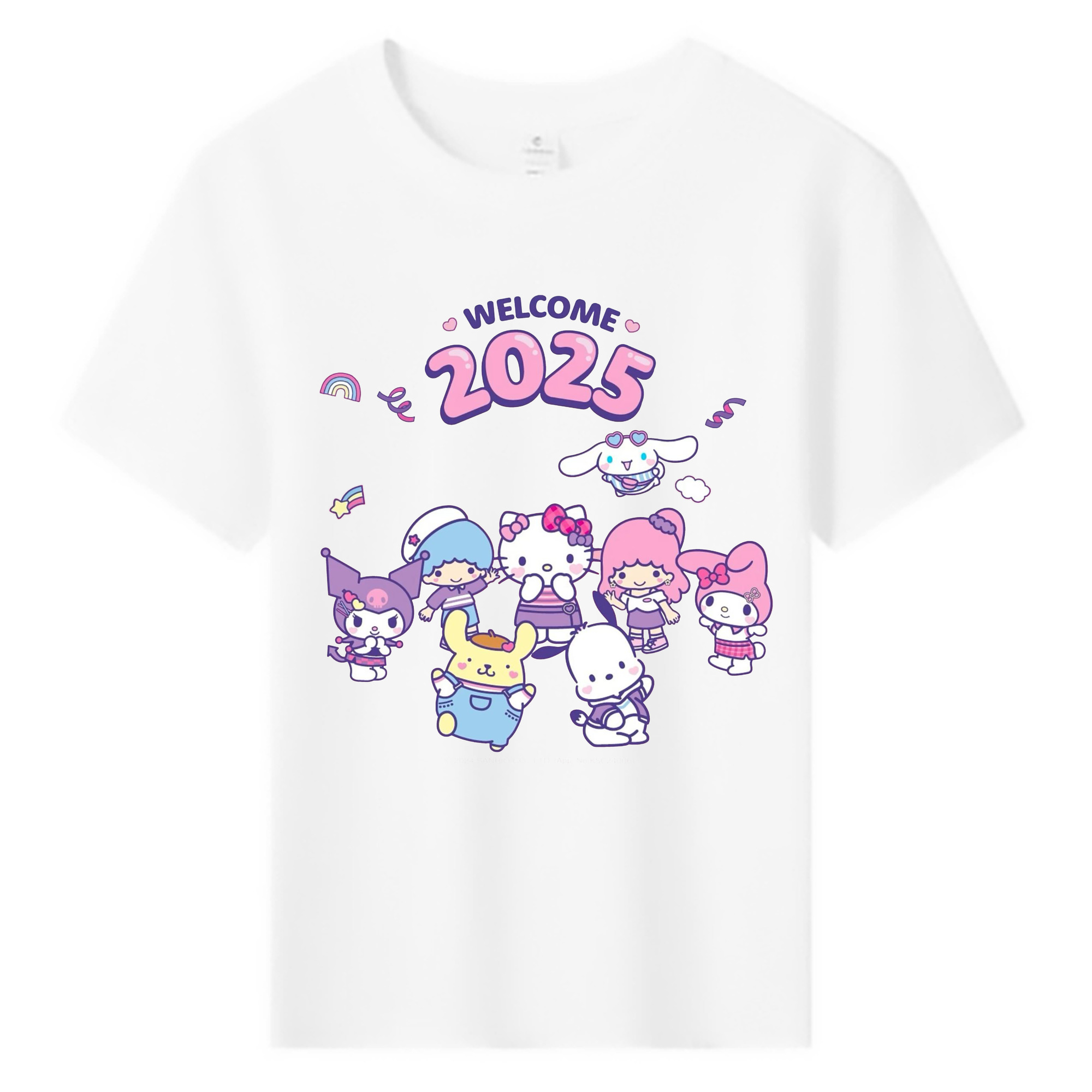 サンリオファミリー 2025年新作 - 綿100％ キッズTシャツ ・ フロントプリント ・ 快適 通気性 ・ スポーツ カジュアル 散歩用