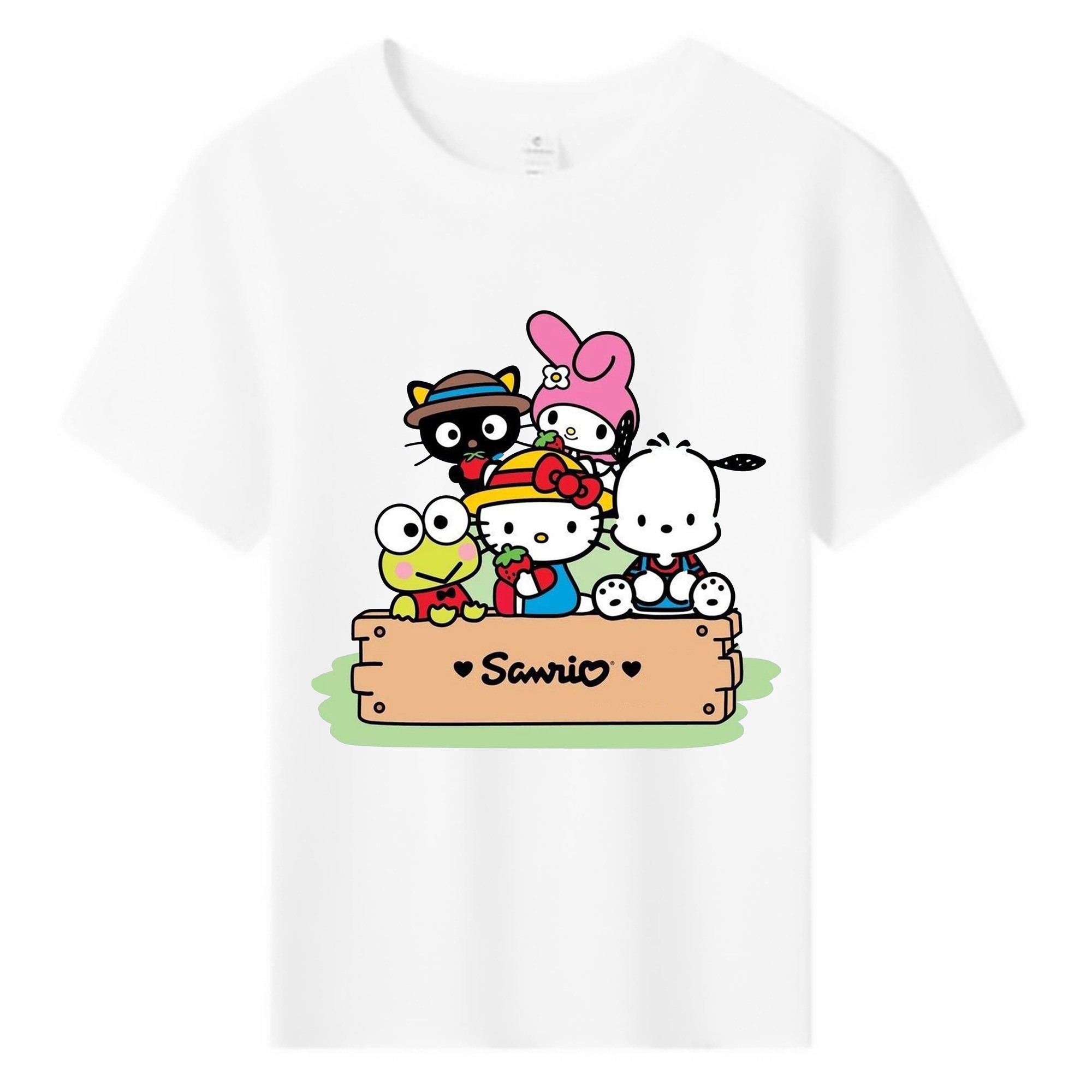 とってもかわいいサンリオファミリー - 綿100％ キッズTシャツ ・ フロントプリント ・ 快適 通気性 ・ スポーツ カジュアル 散歩用