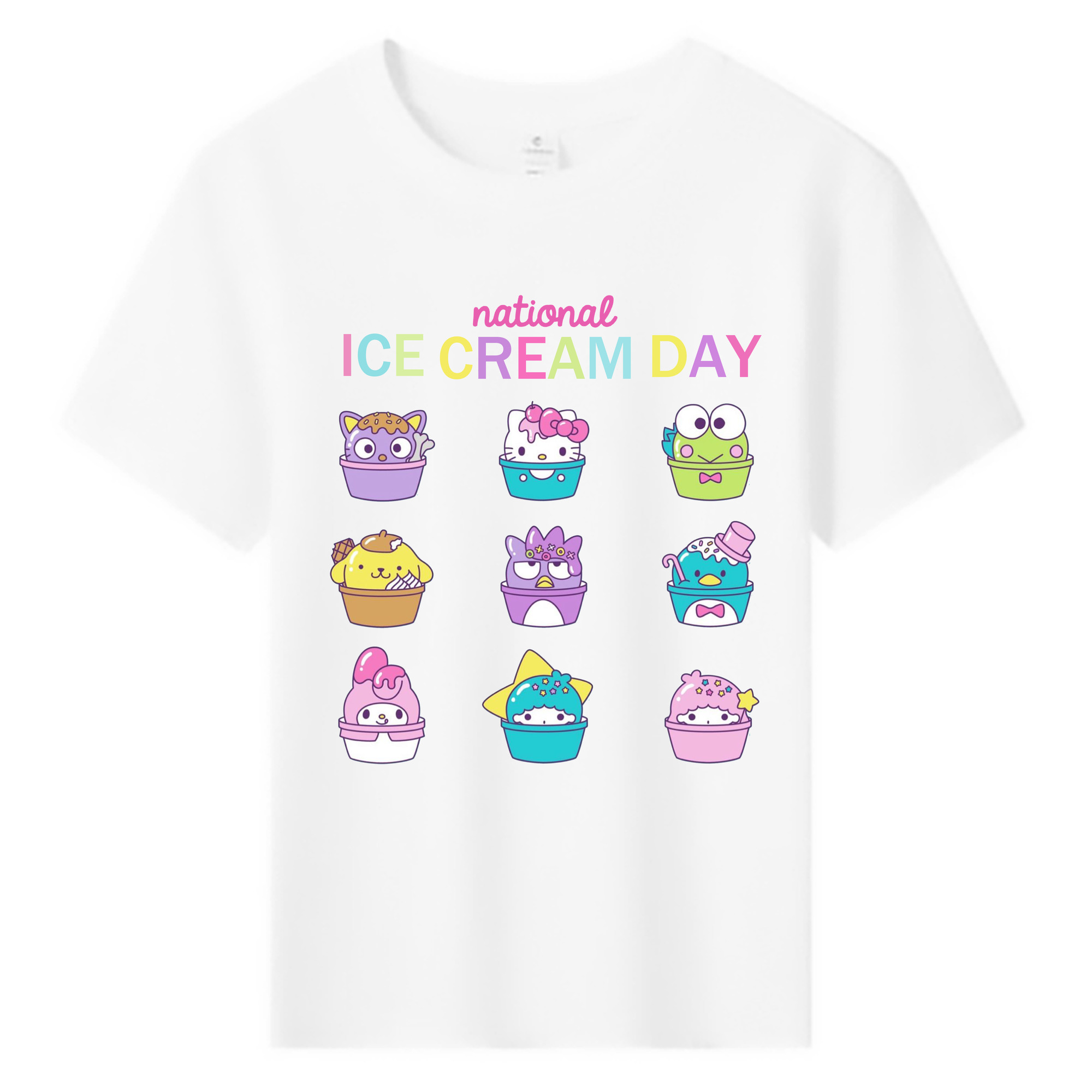 サンリオファミリー - 綿100％ キッズTシャツ ・ フロントプリント ・ 快適 通気性 ・ スポーツ カジュアル 散歩用