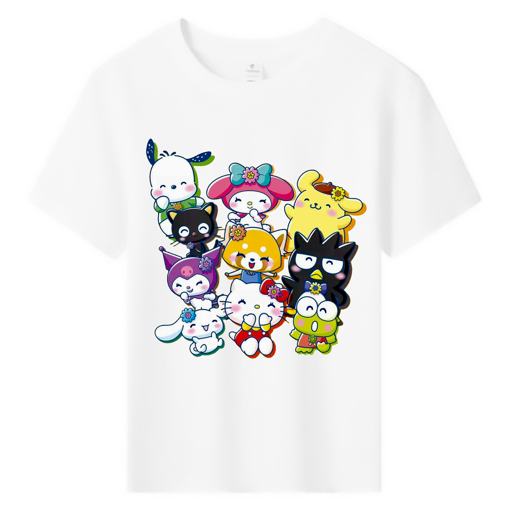 サンリオファミリー - 綿100％ キッズTシャツ ・ フロントプリント ・ 快適 通気性 ・ スポーツ カジュアル 散歩用