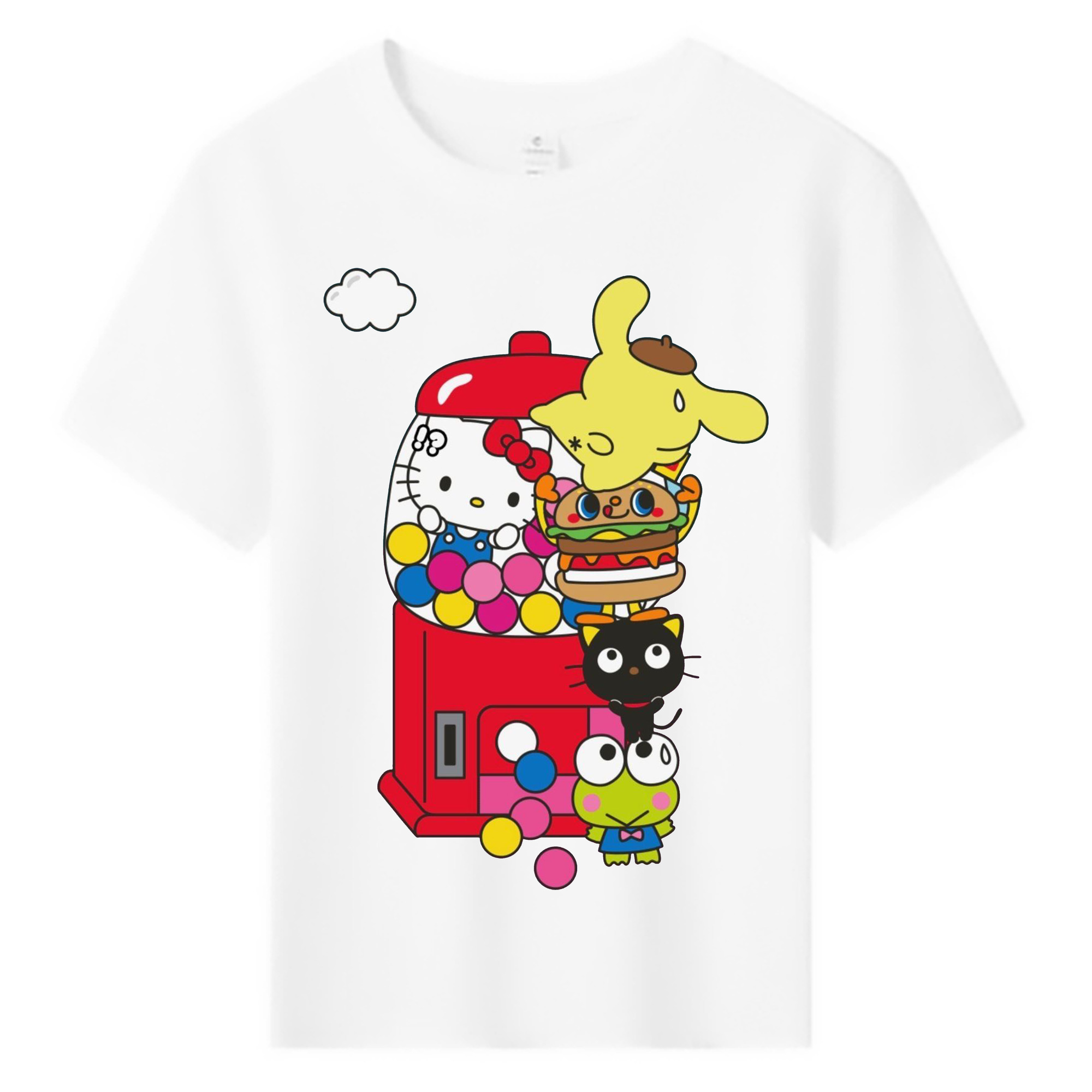 サンリオファミリー - 綿100％ キッズTシャツ ・ フロントプリント ・ 快適 通気性 ・ スポーツ カジュアル 散歩用
