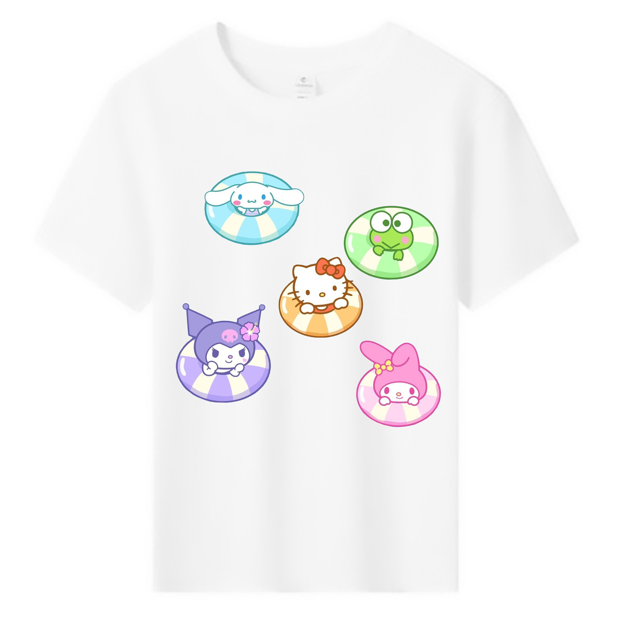 おもしろサンリオ - 綿100％ キッズTシャツ ・ フロントプリント ・ 快適 通気性 ・ スポーツ カジュアル 散歩用