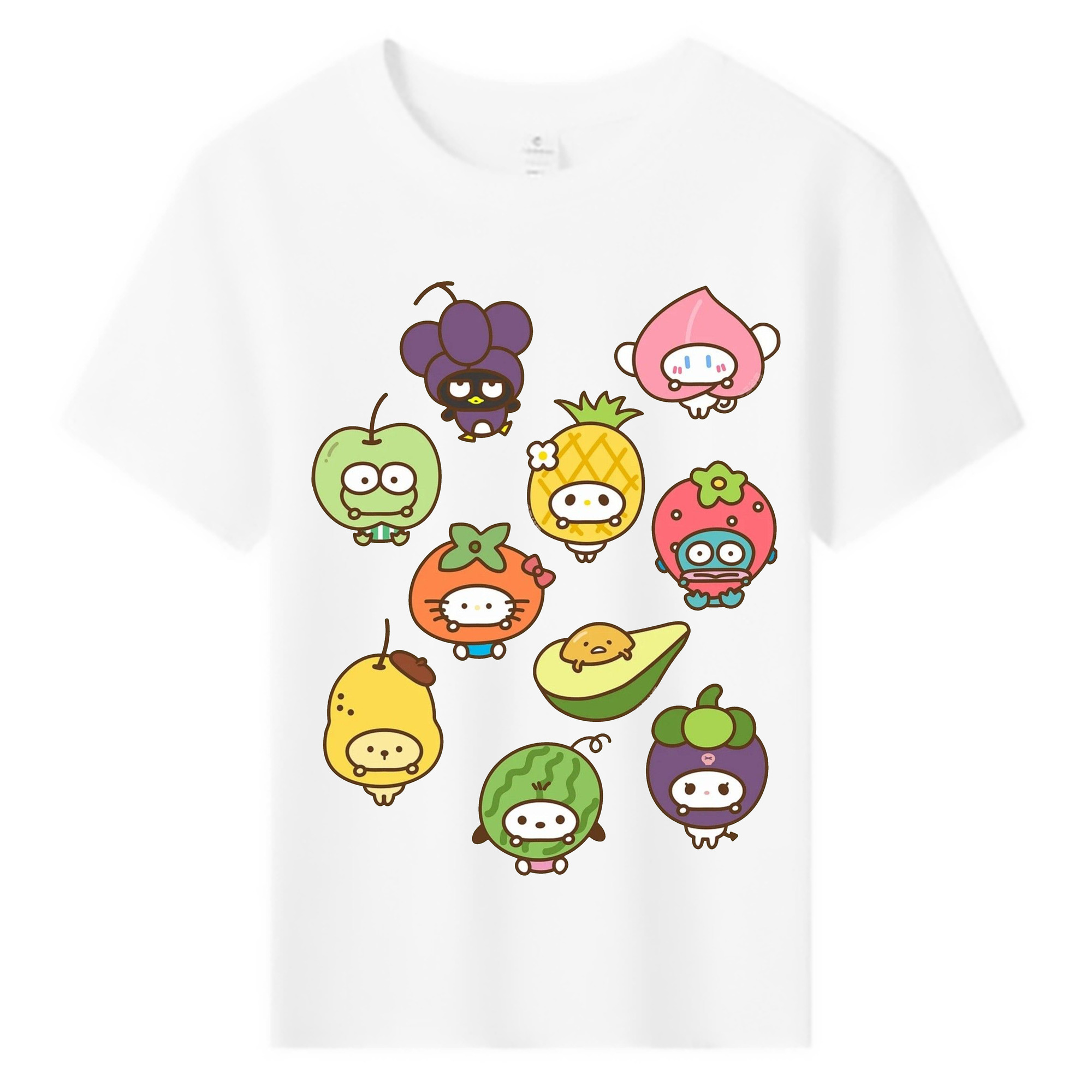 フルーツサンリオ - 綿100％ キッズTシャツ ・ フロントプリント ・ 快適 通気性 ・ スポーツ カジュアル 散歩用