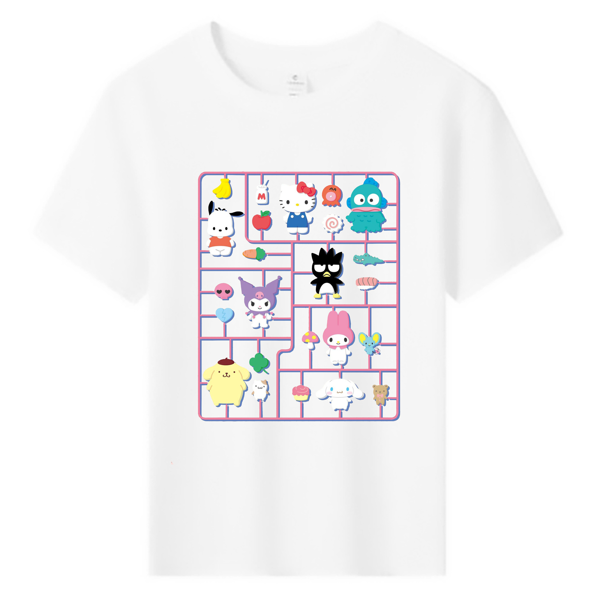 おもしろサンリオ - 綿100％ キッズTシャツ ・ フロントプリント ・ 快適 通気性 ・ スポーツ カジュアル 散歩用