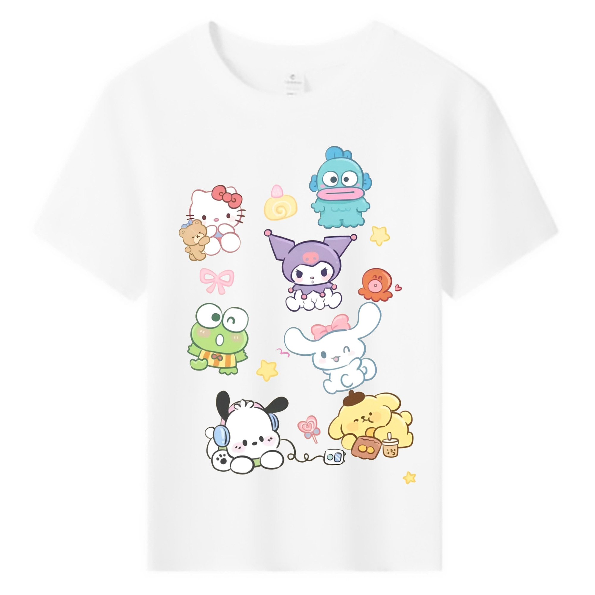 サンリオ - 綿100％ キッズTシャツ ・ フロントプリント ・ 快適 通気性 ・ スポーツ カジュアル 散歩用