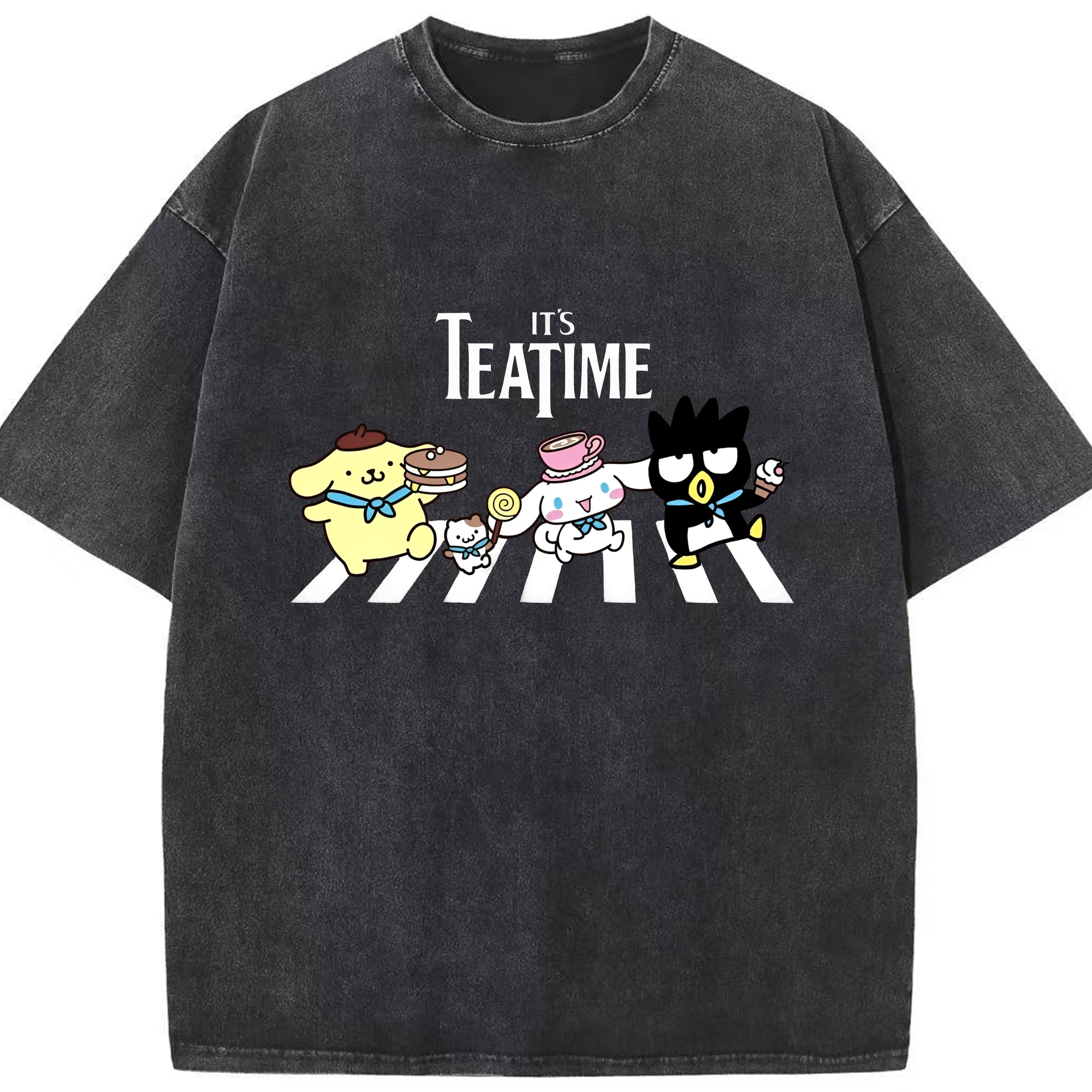 サンリオ - 綿100％ ヴィンテージ風 半袖Tシャツ ・ フロントプリント ・ 柔らか肌触り ・ 通気性 快適 ・ スポーツ カジュアル 外出用