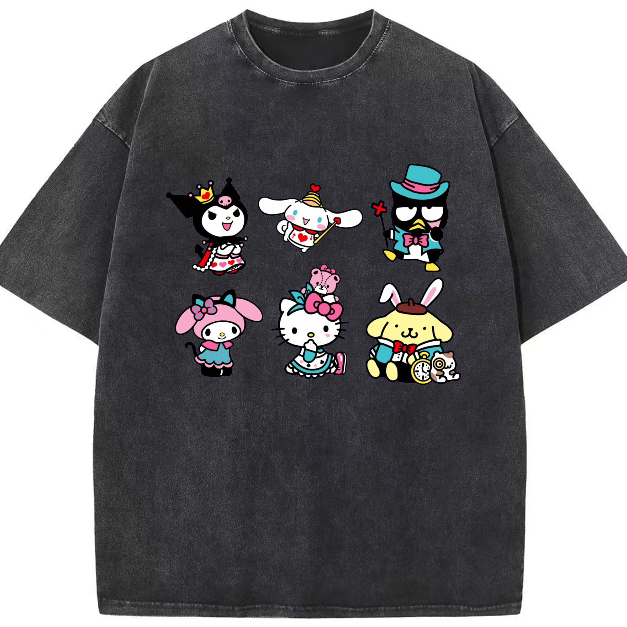 サンリオ - 綿100％ ヴィンテージ風 半袖Tシャツ ・ フロントプリント ・ 柔らか肌触り ・ 通気性 快適 ・ スポーツ カジュアル 外出用