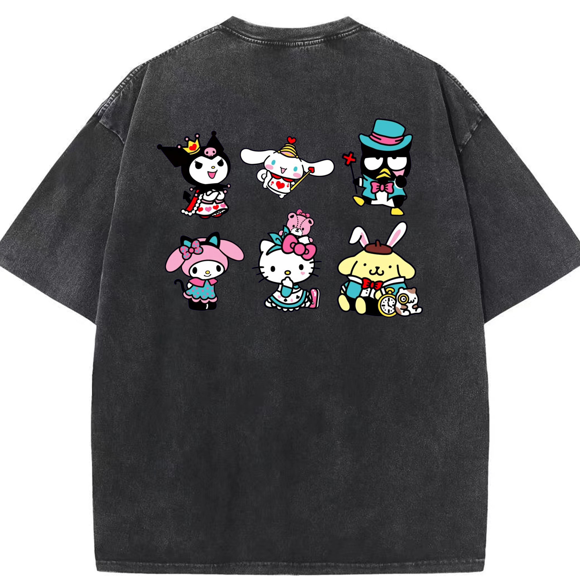 サンリオ - 綿100％ ヴィンテージ風 半袖Tシャツ ・ 背面プリント ・ 柔らか肌触り ・ 通気性 快適 ・ スポーツ カジュアル 外出用