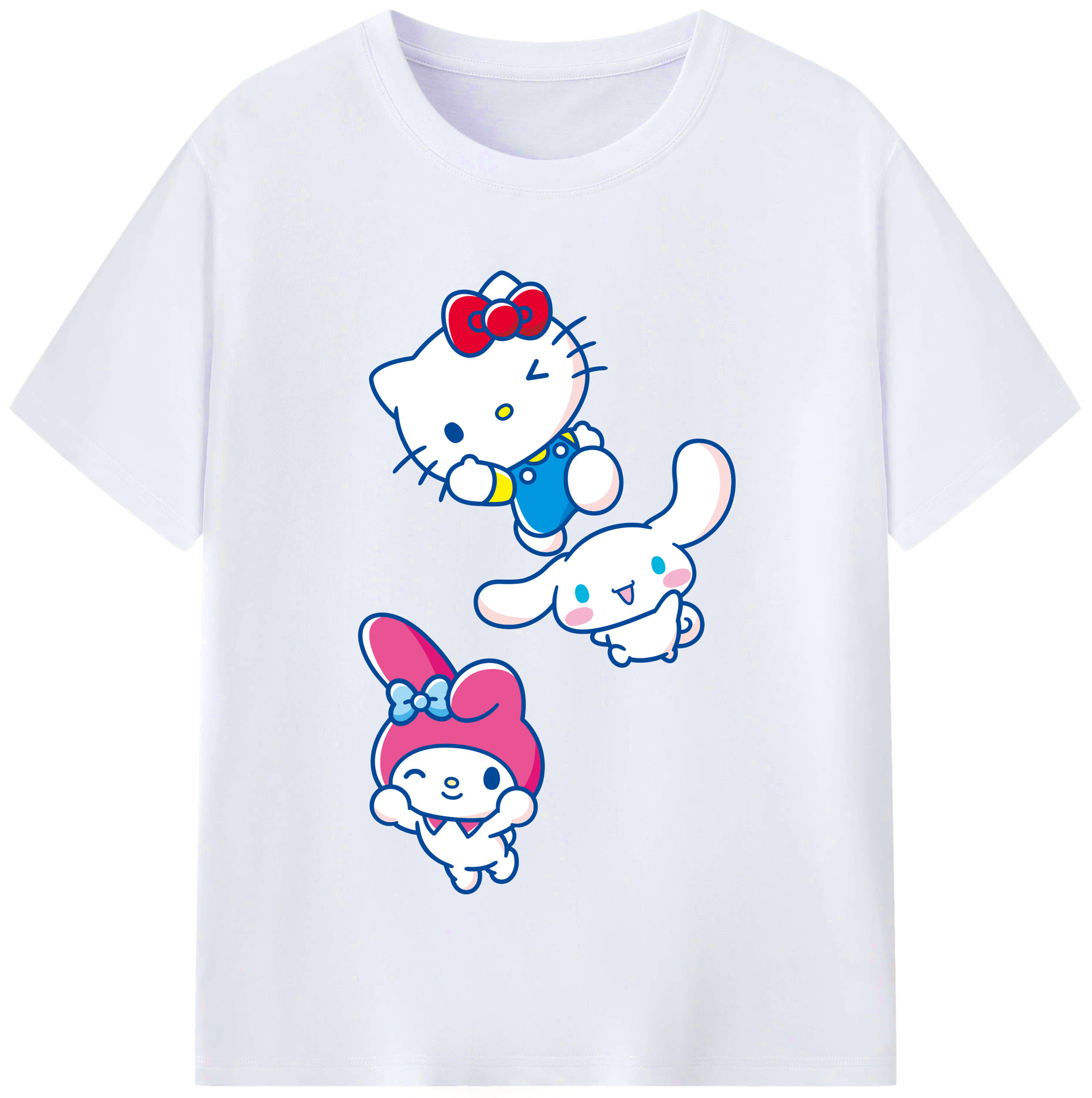 サンリオ - レディースカジュアルプリントTシャツ ・ 綿100％ ・ クルーネック ・ フロントプリント ・ 柔らかく快適 ・ フィットネス カジュアル 旅行用