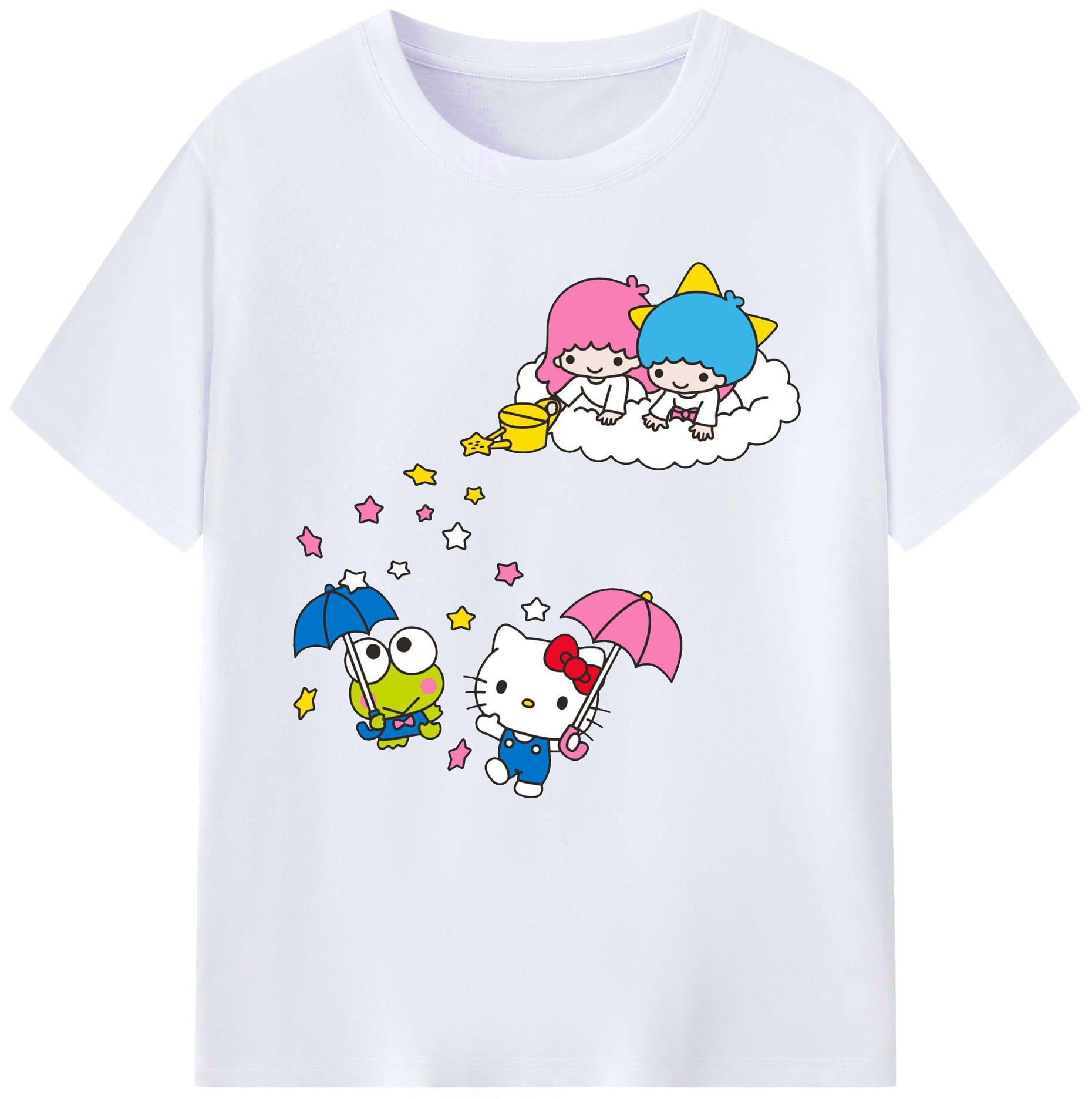 サンリオ - レディースカジュアルプリントTシャツ ・ 綿100％ ・ クルーネック ・ フロントプリント ・ 柔らかく快適 ・ フィットネス カジュアル 旅行用
