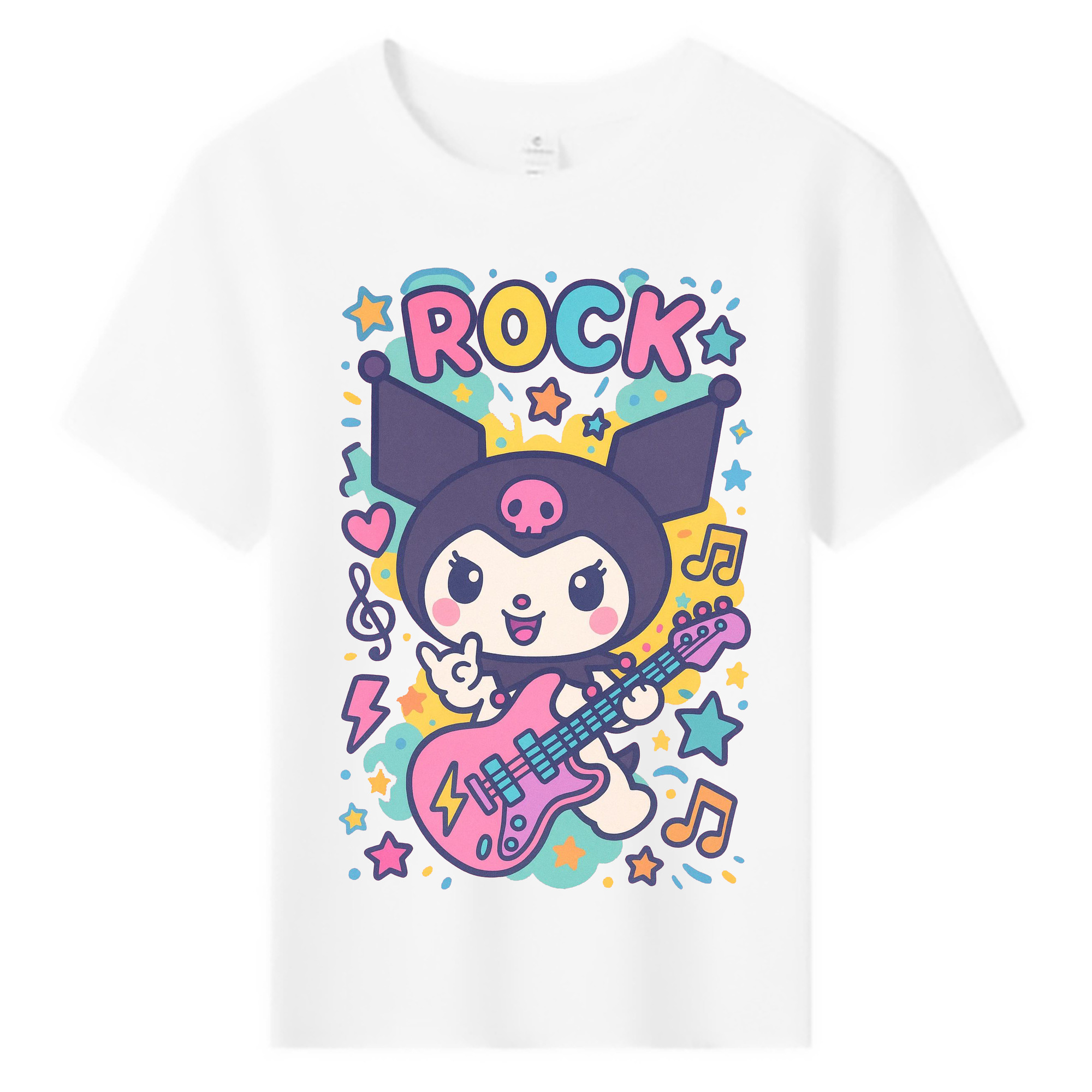 ロック風クロミ - 綿100％ キッズTシャツ ・ フロントプリント ・ 快適 通気性 ・ スポーツ カジュアル 散歩用