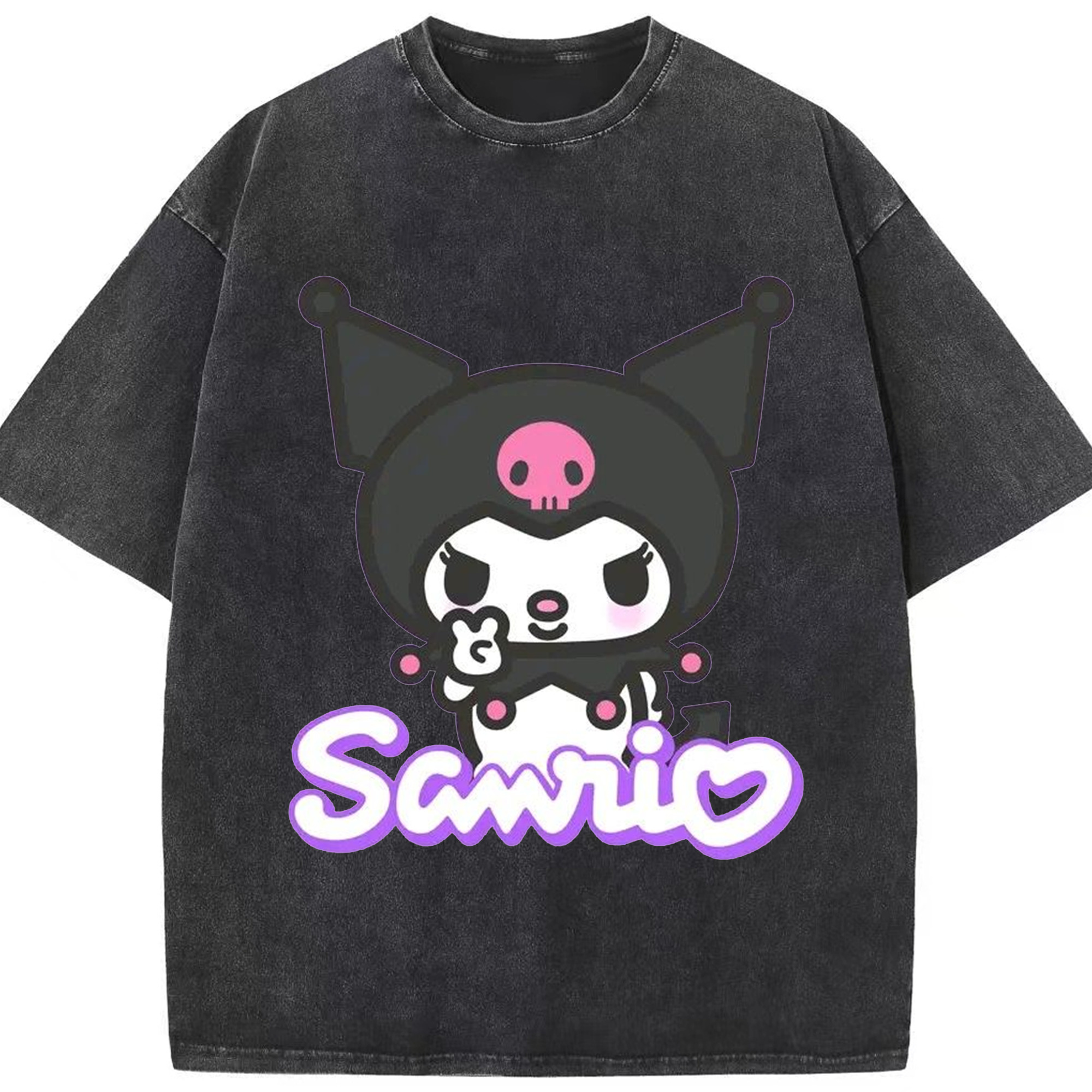 サンリオクロミ - 綿100％ ヴィンテージ風 半袖Tシャツ ・ フロントプリント ・ 柔らか肌触り ・ 通気性 快適 ・ スポーツ カジュアル 外出用