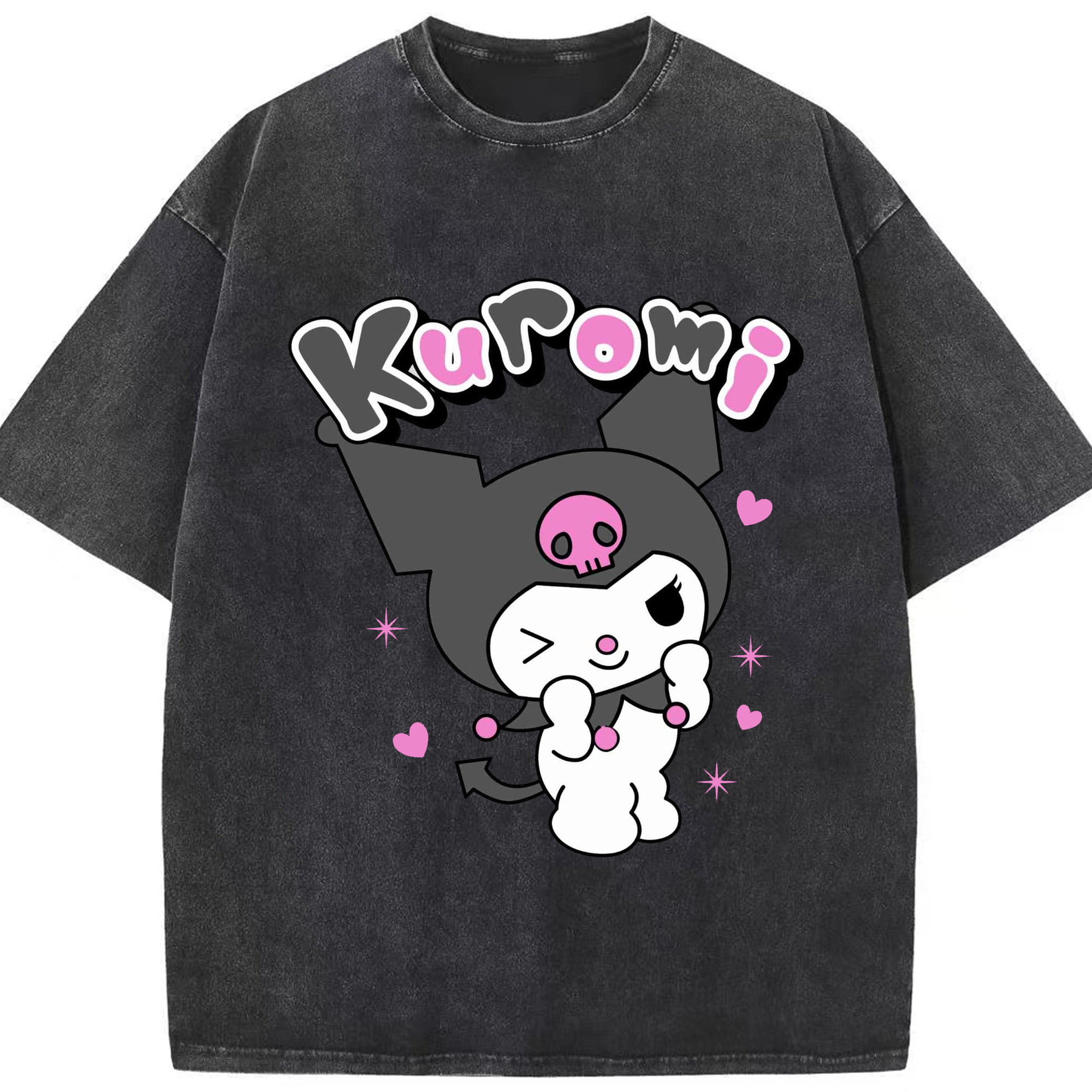 サンリオクロミ - 綿100％ ヴィンテージ風 半袖Tシャツ ・ フロントプリント ・ 柔らか肌触り ・ 通気性 快適 ・ スポーツ カジュアル 外出用