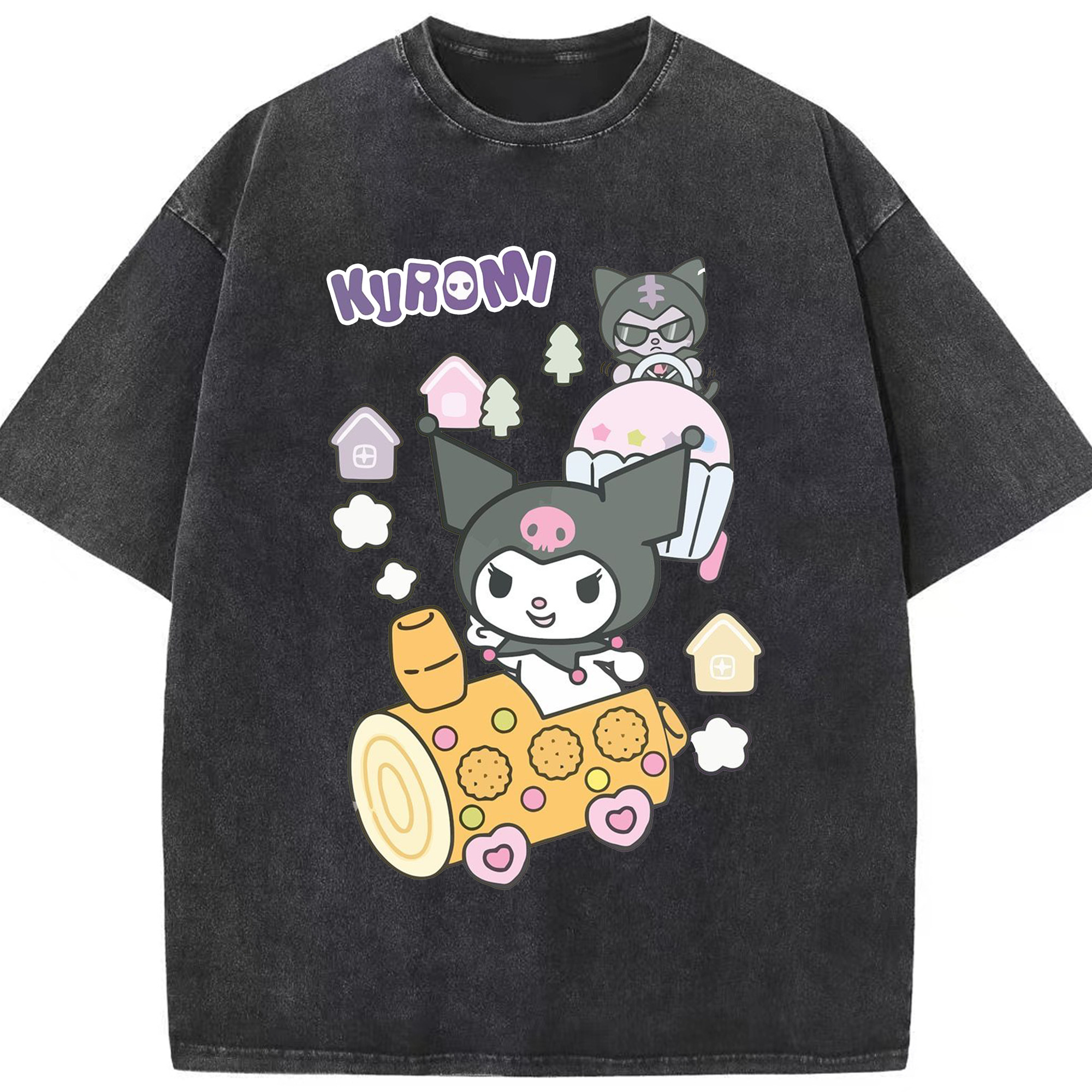 おもしろクロミ - 綿100％ ヴィンテージ風 半袖Tシャツ ・ フロントプリント ・ 柔らか肌触り ・ 通気性 快適 ・ スポーツ カジュアル 外出用