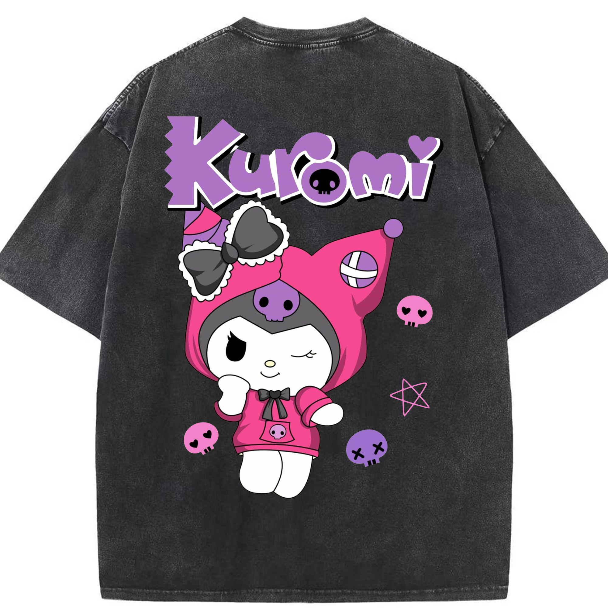 サンリオクロミ - 綿100％ ヴィンテージ風 半袖Tシャツ ・ 背面プリント ・ 柔らか肌触り ・ 通気性 快適 ・ スポーツ カジュアル 外出用