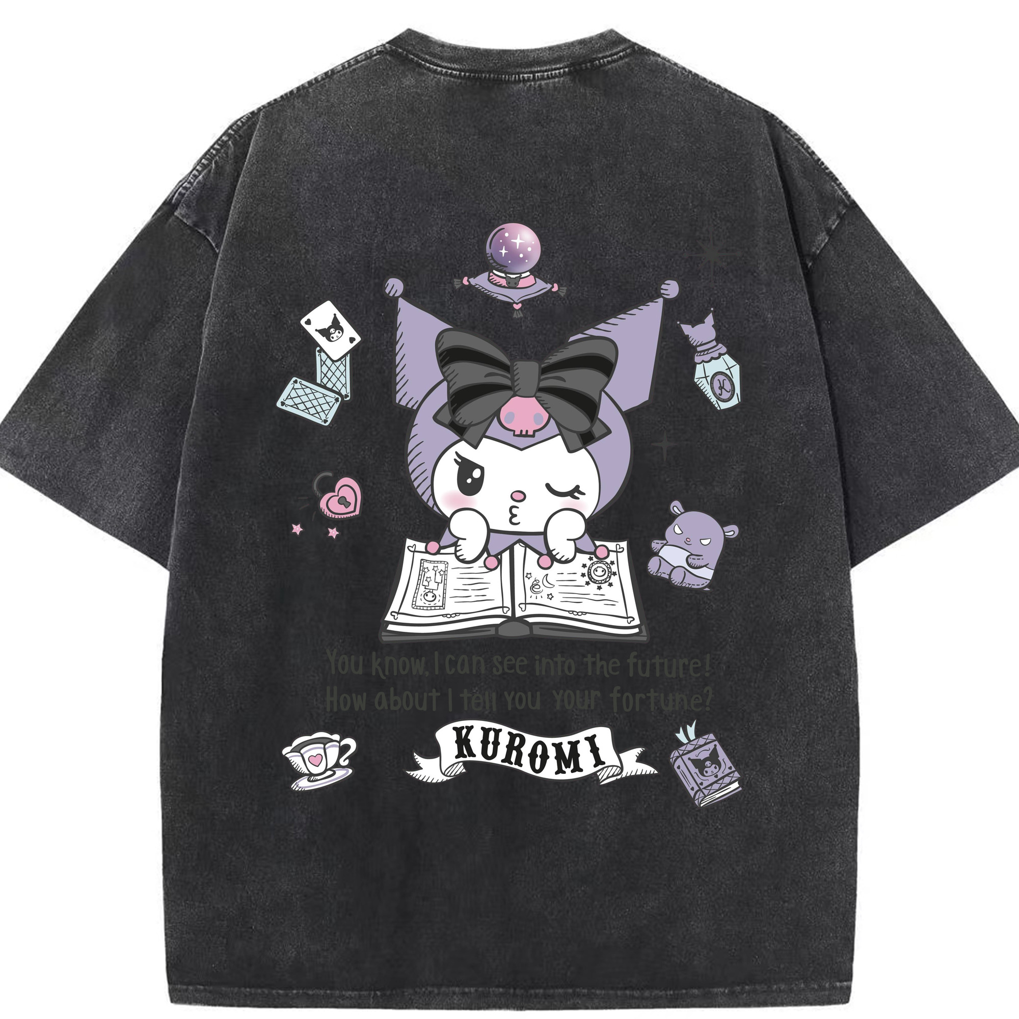 サンリオクロミ - 綿100％ ヴィンテージ風 半袖Tシャツ ・ 背面プリント ・ 柔らか肌触り ・ 通気性 快適 ・ スポーツ カジュアル 外出用