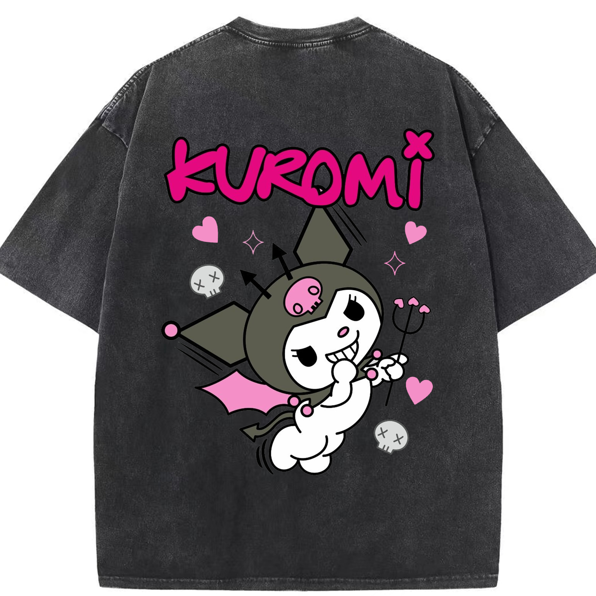 サンリオクロミ - 綿100％ ヴィンテージ風 半袖Tシャツ ・ 背面プリント ・ 柔らか肌触り ・ 通気性 快適 ・ スポーツ カジュアル 外出用