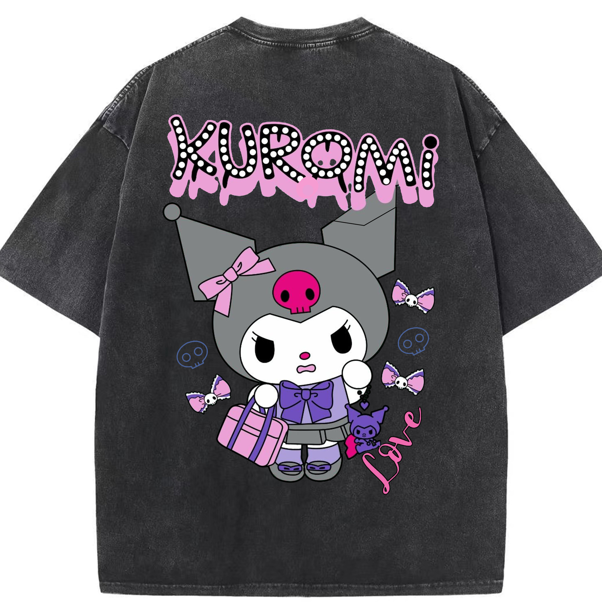 サンリオクロミ - 綿100％ ヴィンテージ風 半袖Tシャツ ・ 背面プリント ・ 柔らか肌触り ・ 通気性 快適 ・ スポーツ カジュアル 外出用