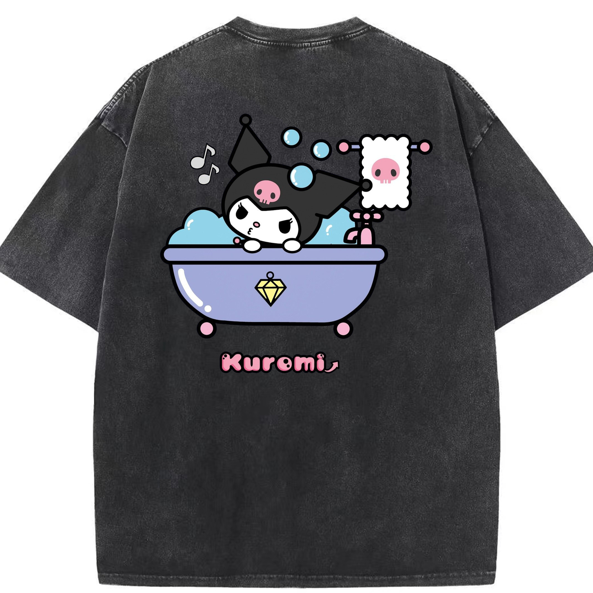 かわいいクロミ - 綿100％ ヴィンテージ風 半袖Tシャツ ・ 背面プリント ・ 柔らか肌触り ・ 通気性 快適 ・ スポーツ カジュアル 外出用