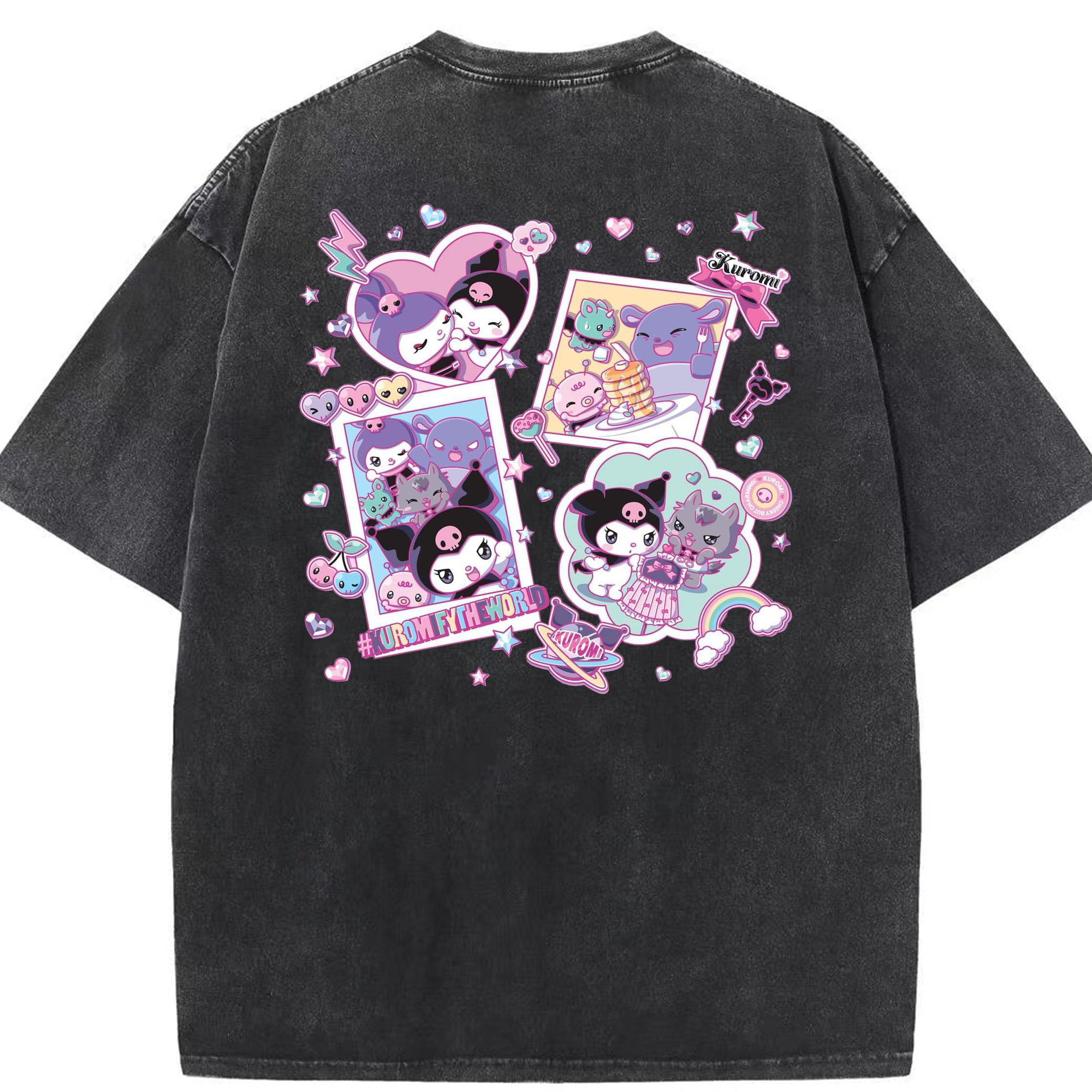 超クールなクロミ - 綿100％ ヴィンテージ風 半袖Tシャツ ・ 背面プリント ・ 柔らか肌触り ・ 通気性 快適 ・ スポーツ カジュアル 外出用