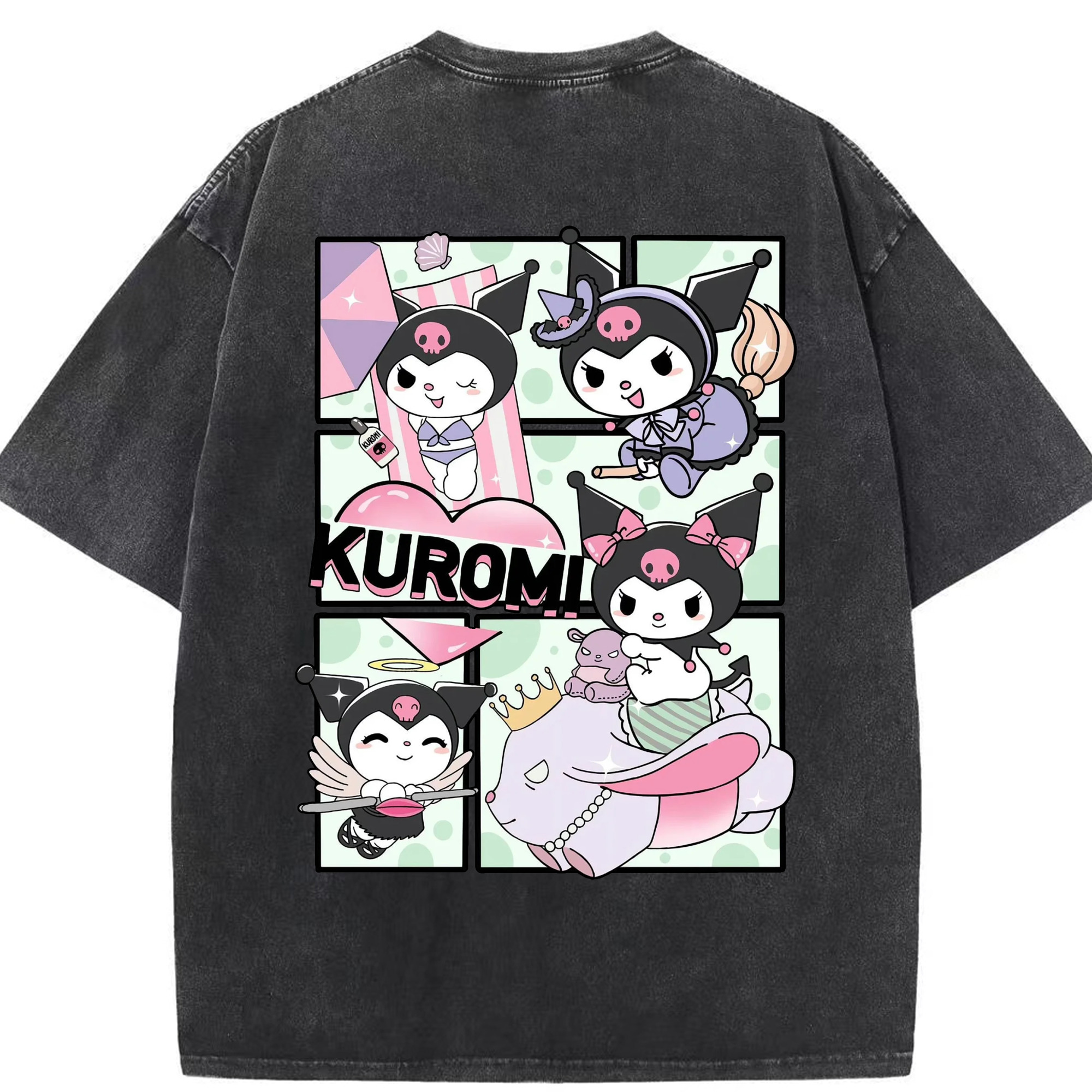 おもしろクロミ - 綿100％ ヴィンテージ風 半袖Tシャツ ・ 背面プリント ・ 柔らか肌触り ・ 通気性 快適 ・ スポーツ カジュアル 外出用